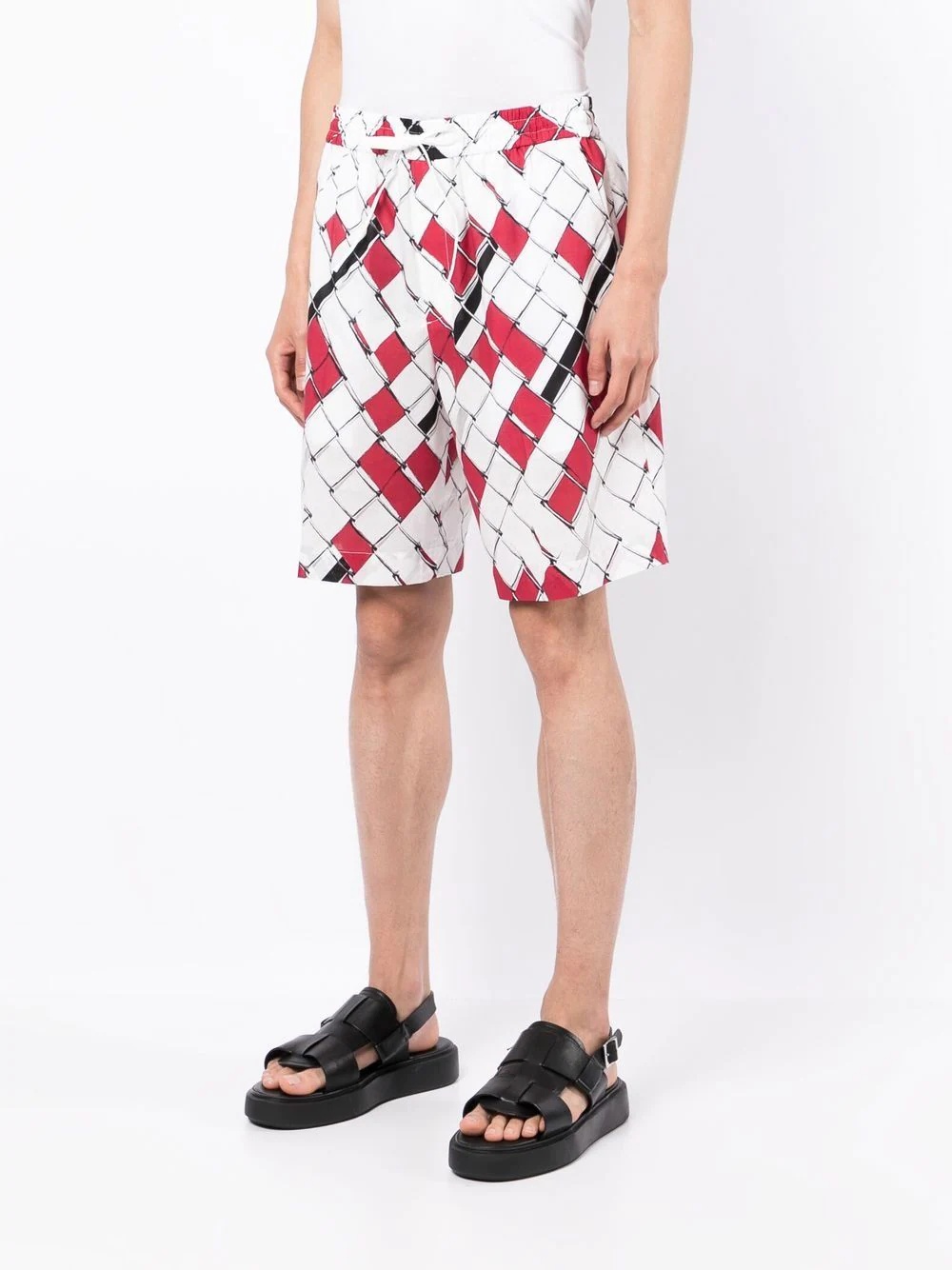 woven-print deck shorts - 3