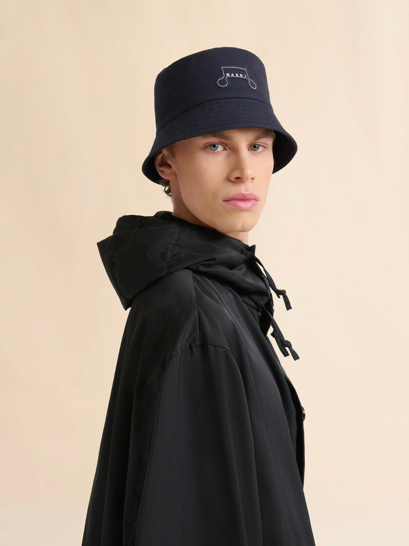 Marni DEEP BLUE ORGANIC GABARDINE BUCKET HAT WITH TRUNKAROO PATCH outlook