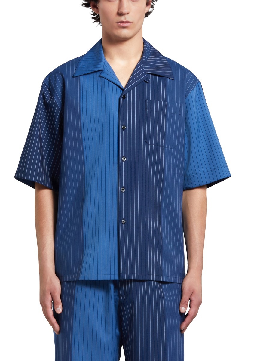 Dégradé Pinstripe Wool Bowling Shirt - 2