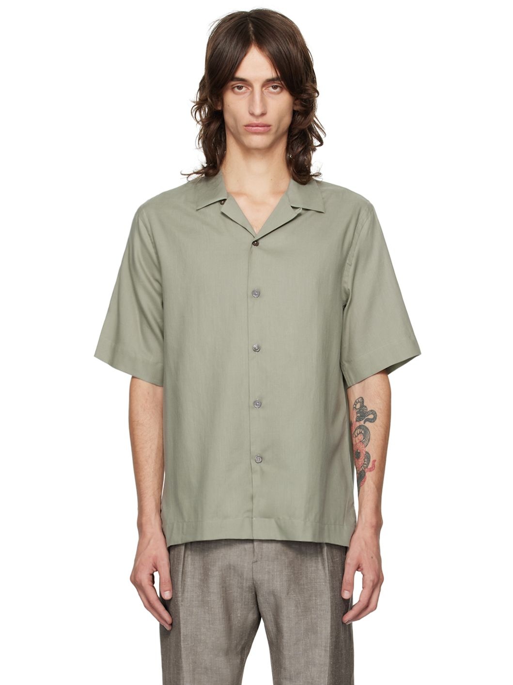 Green Button-Down Shirt - 1