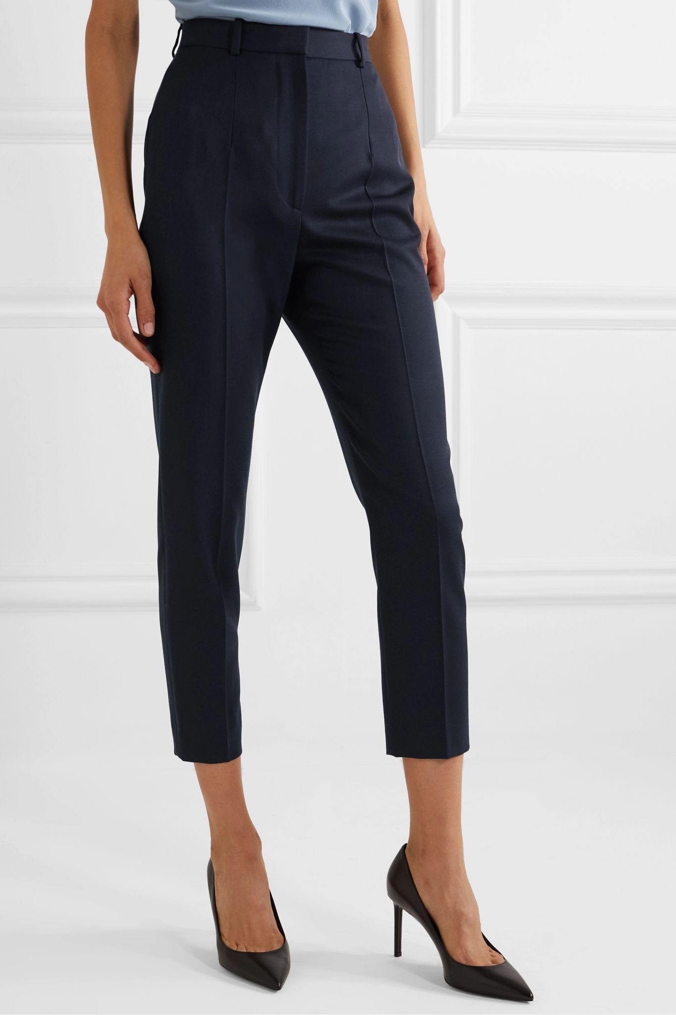 Cropped grain de poudre wool slim-leg pants - 3