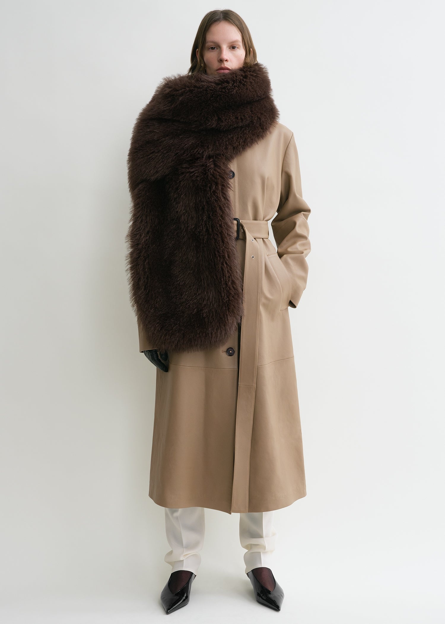 Faux fur stole beaver brown - 3