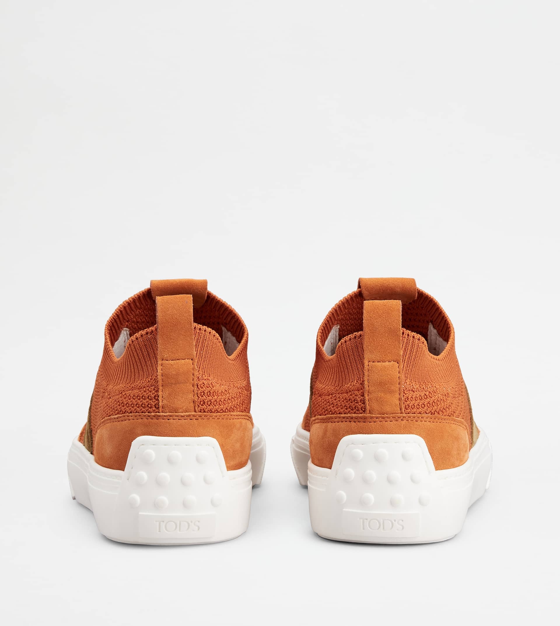 TOD'S SNEAKERS IN FABRIC AND SUEDE - ORANGE, BROWN - 2