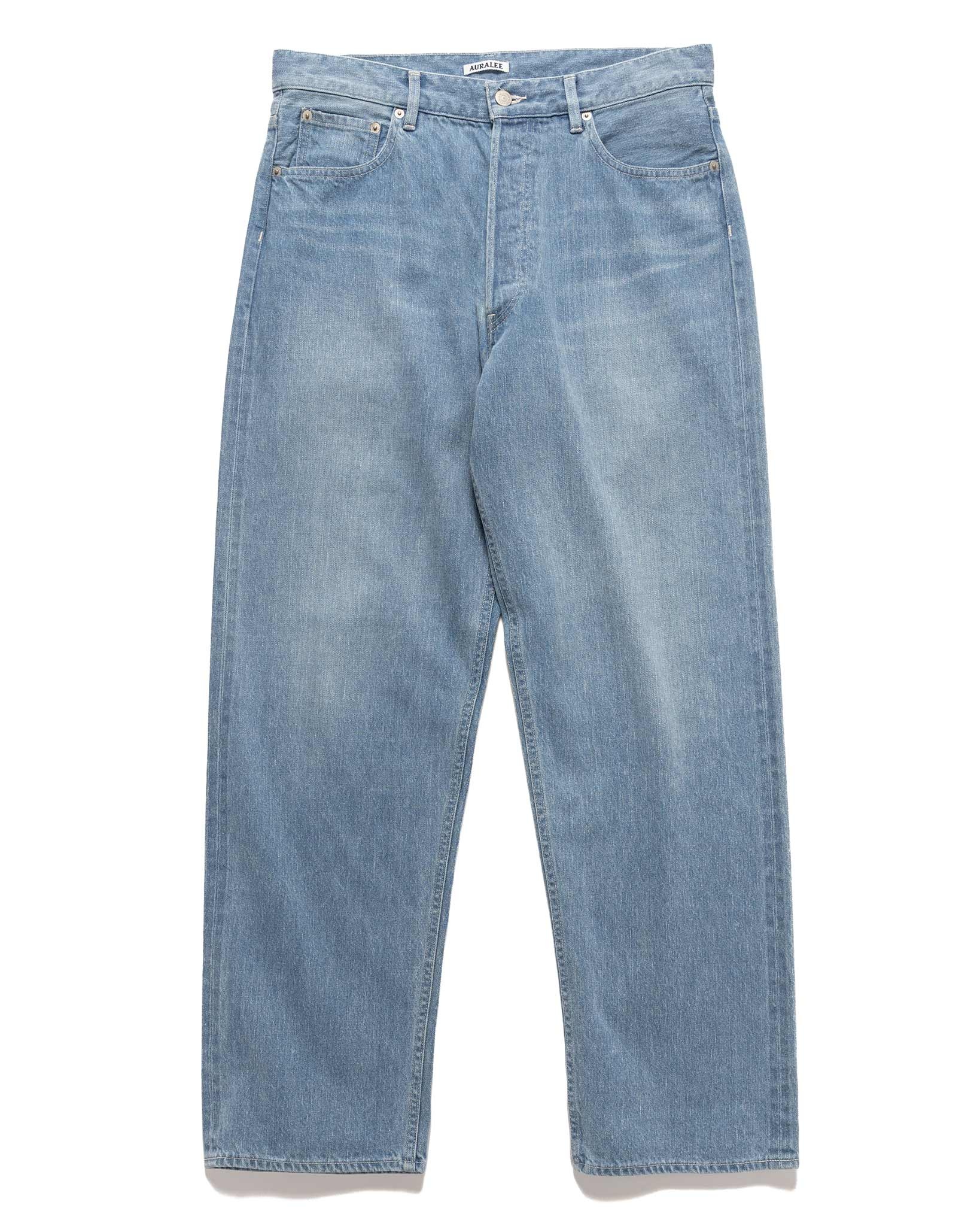 Selvedge Faded Light Denim Wide Pants Light Indigo - 1