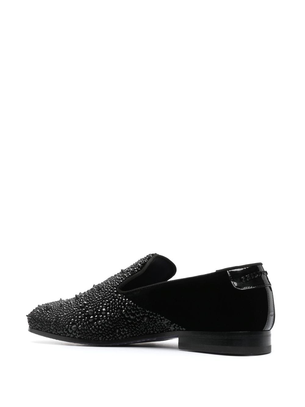 rhinestone-embellished velvet loafers - 3
