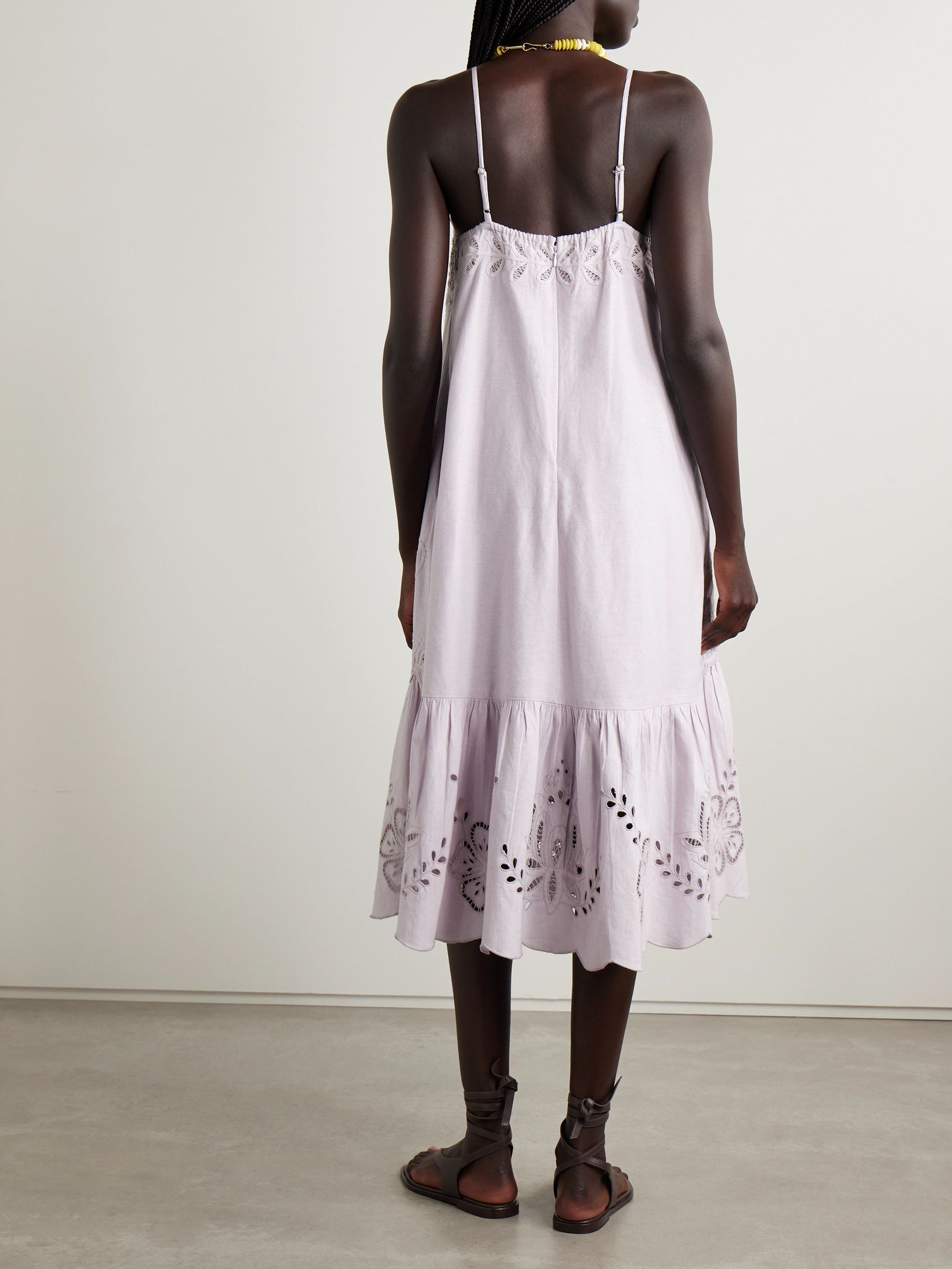 Iyla broderie anglaise cotton midi dress Lilac - 3