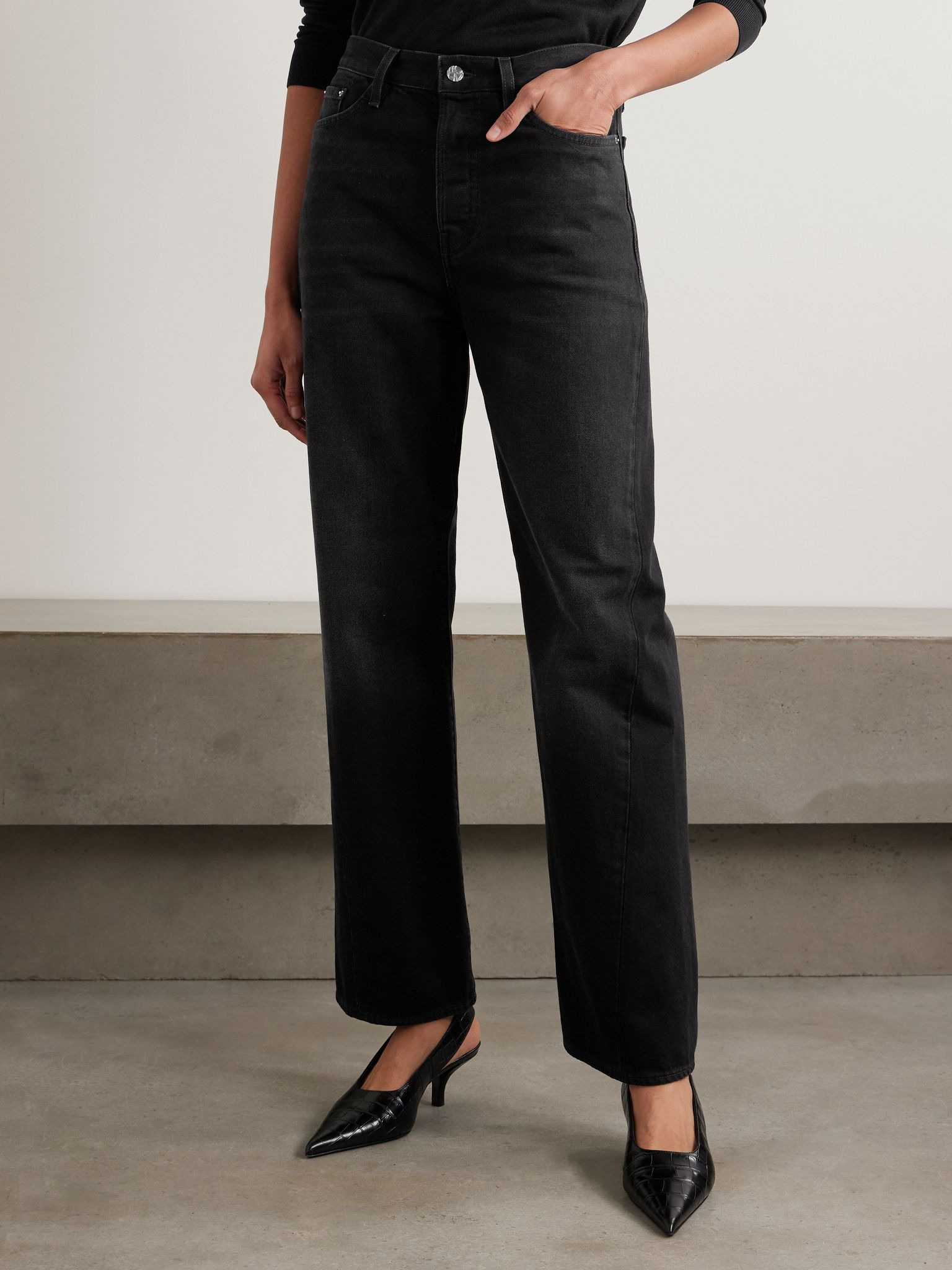 Mid-rise straight-leg organic jeans Black - 3