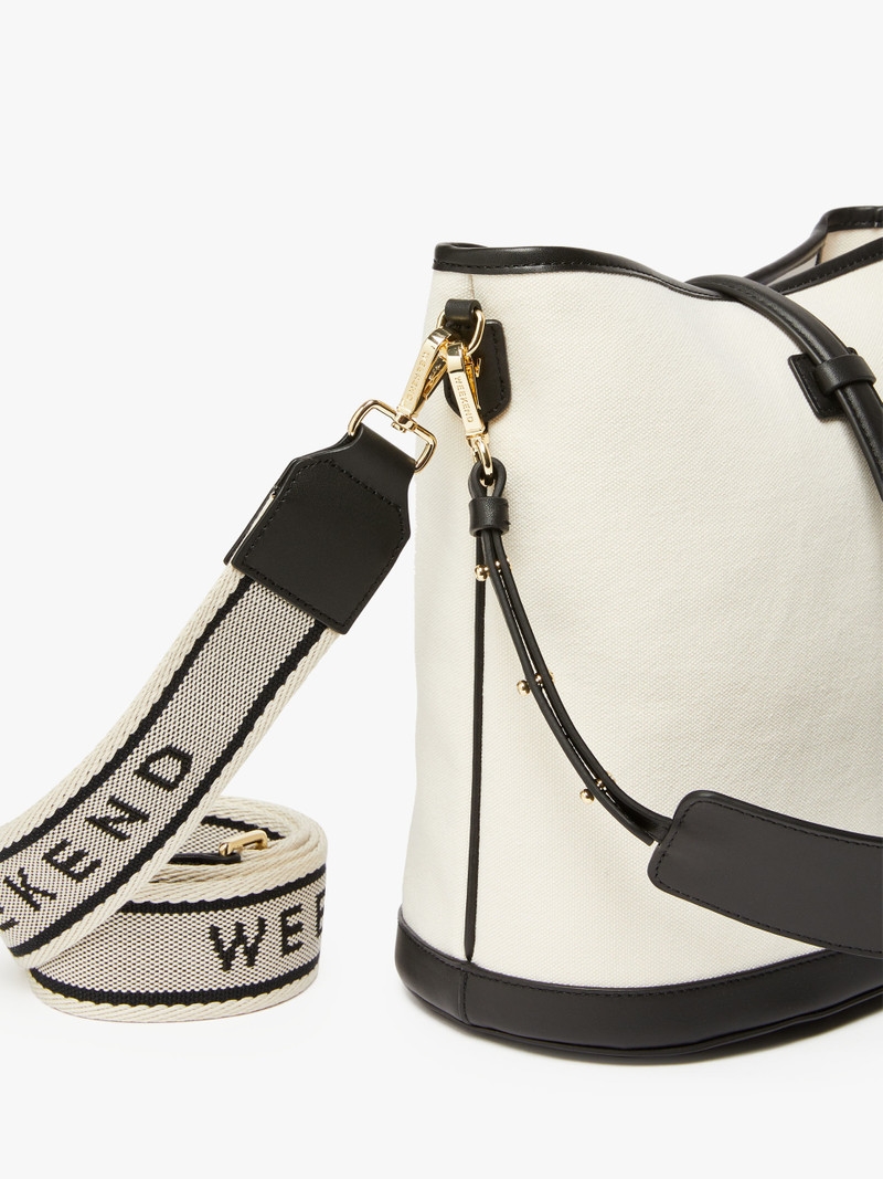 DOMIZIA1 Canvas and leather bucket bag 4