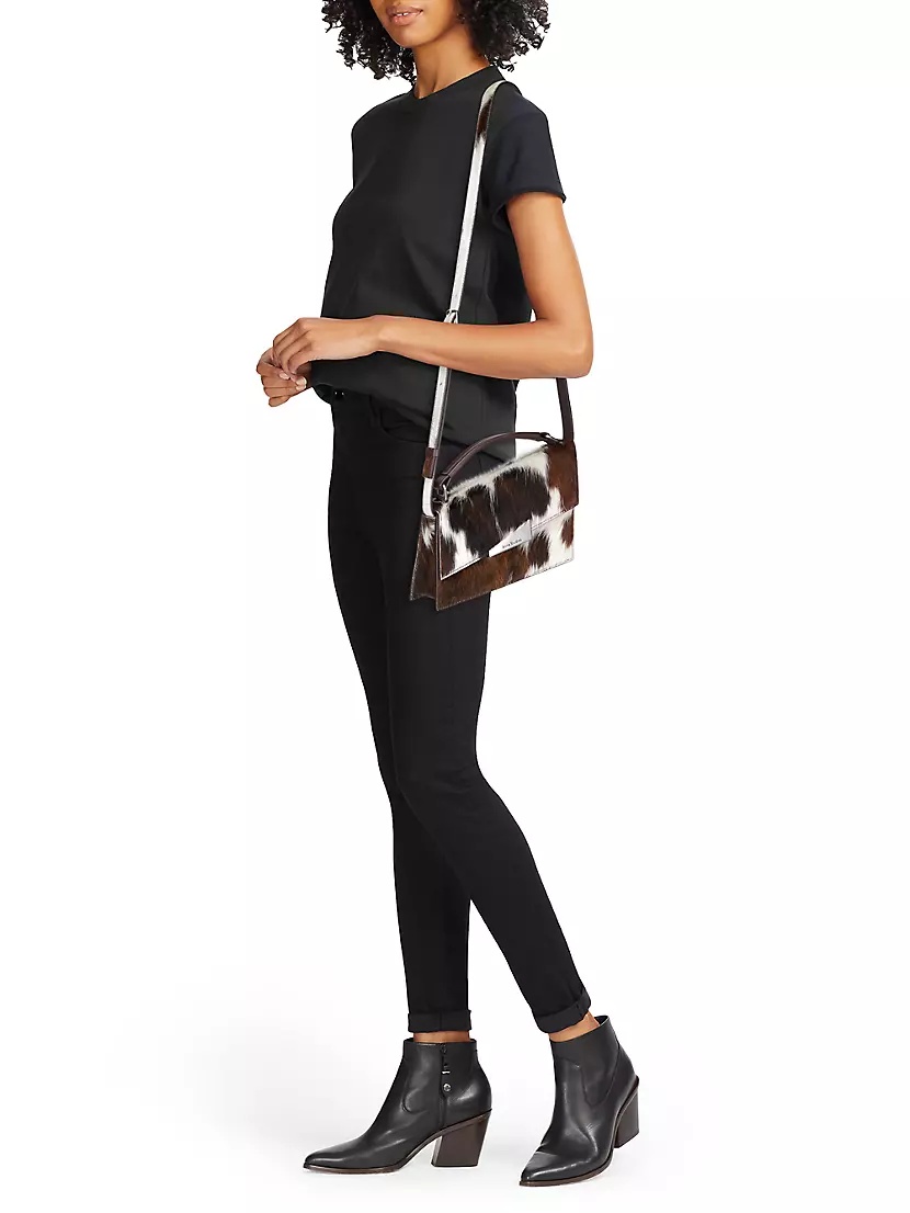Acne Studios Distortion Cow-Print Calf Hair Top-Handle Bag