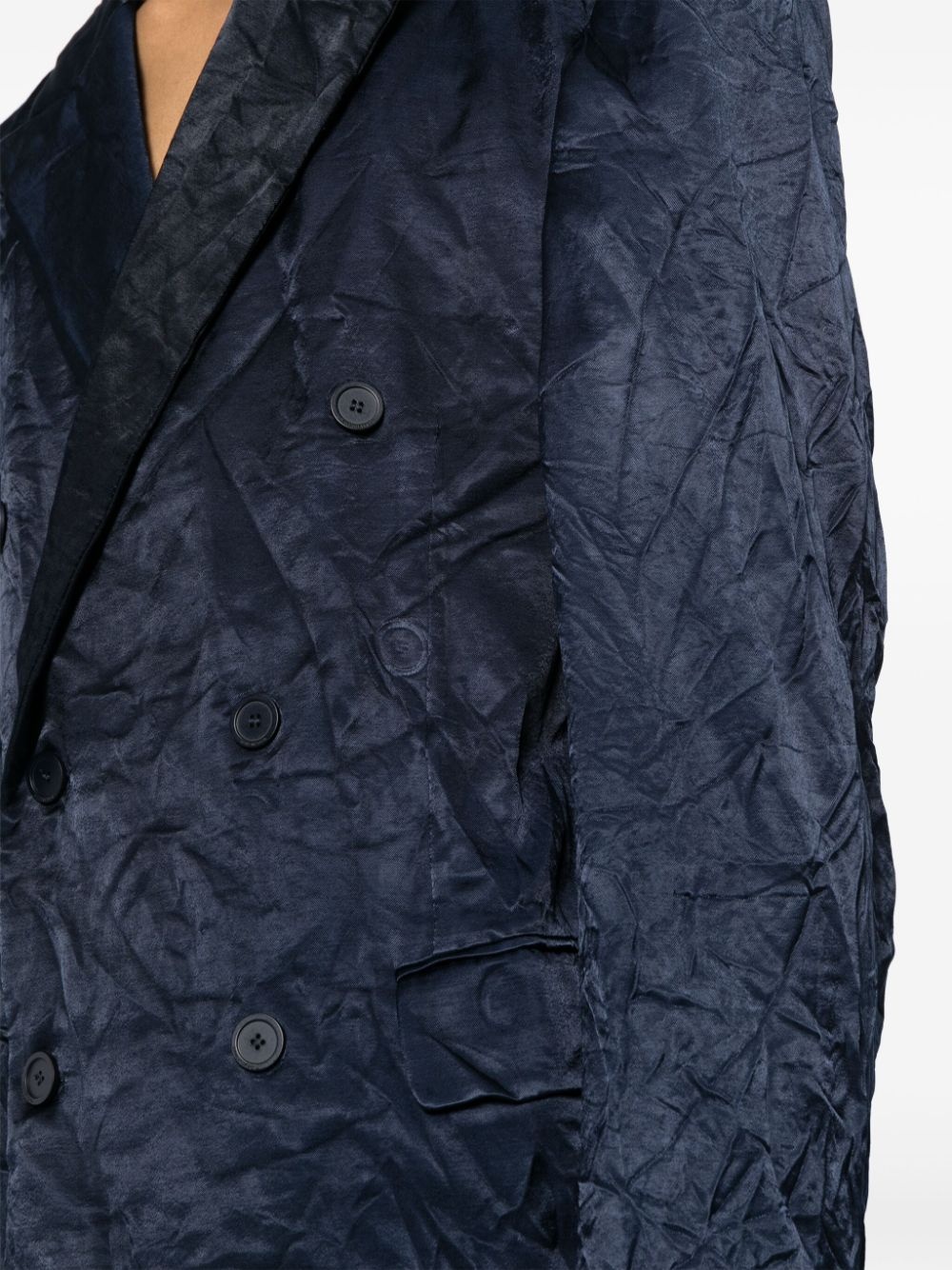 crinkle-effect double-breasted blazer - 5