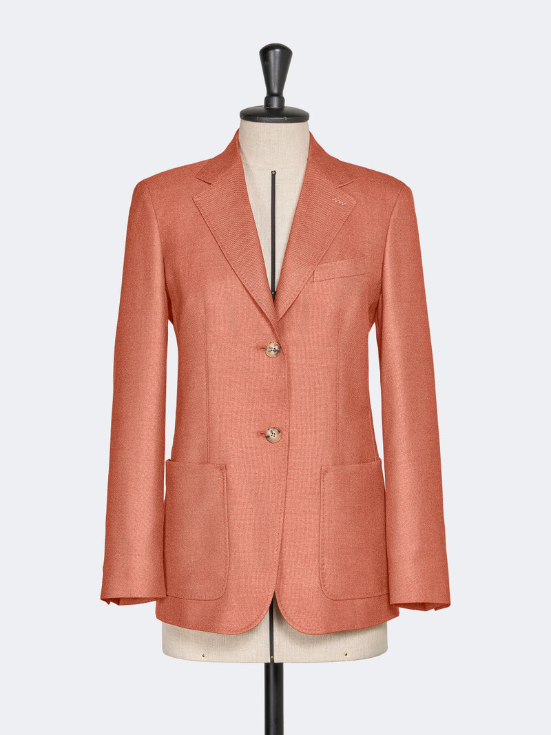 PESCHE Single-breasted wool and silk canvas blazer - CORAL 1