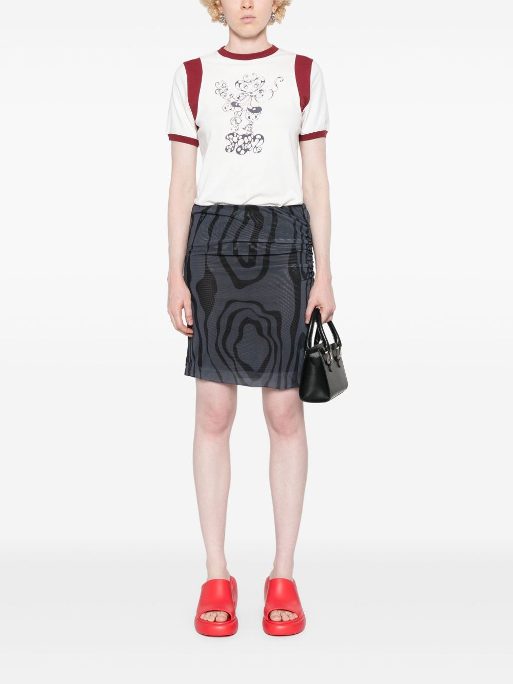 ripple-print gathered midi skirt - 2