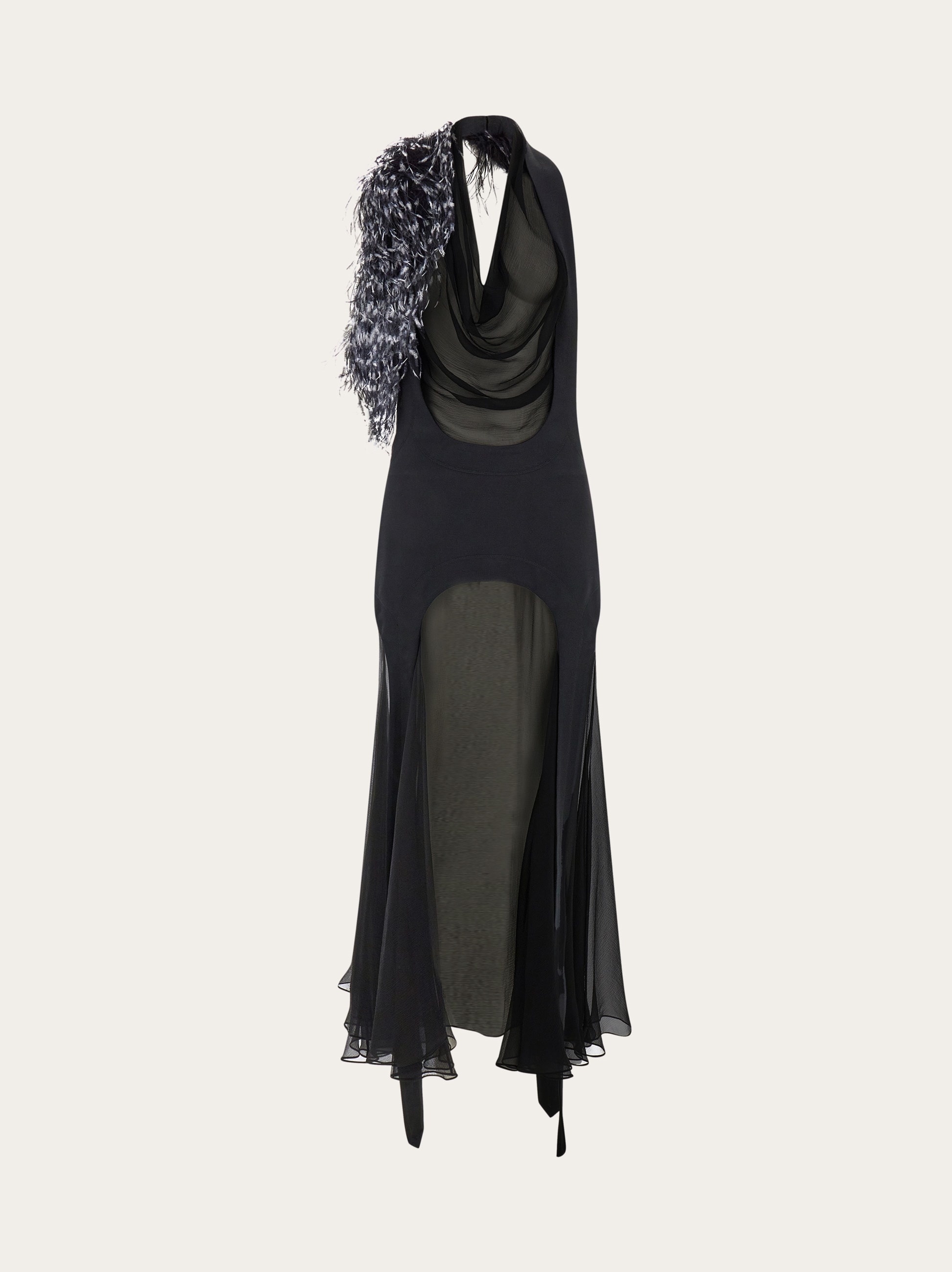 Muslin dress with feather bouquet - 1