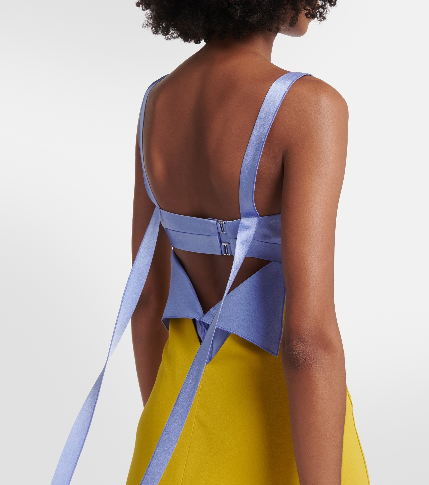 Paneled satin and cady midi dress - 6