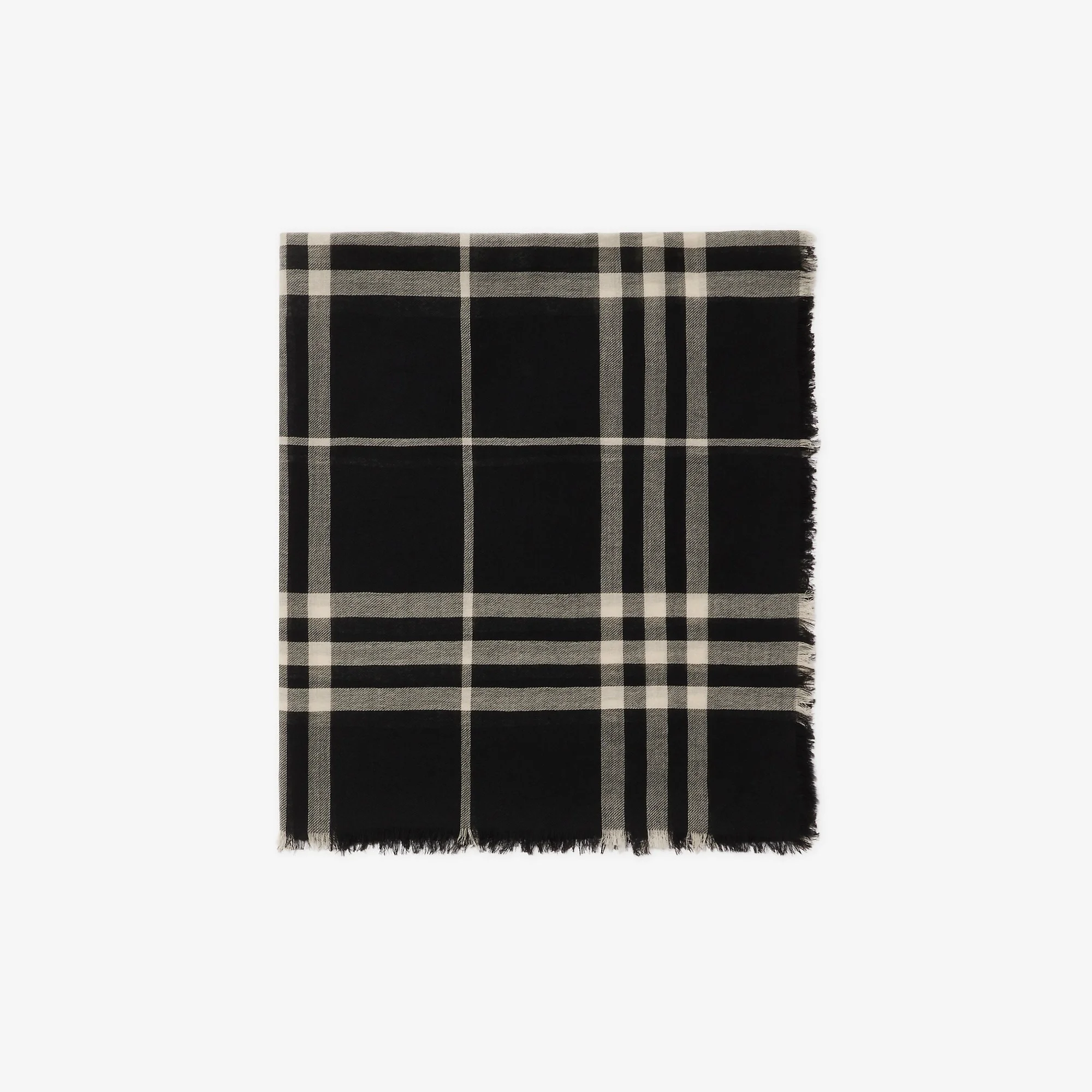 Wide Check Wool Scarf - 1