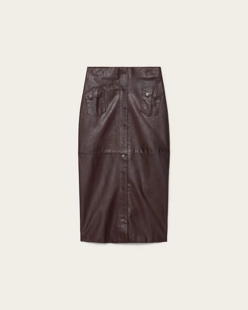 ROCK LEATHER MIDI SKIRT - 1