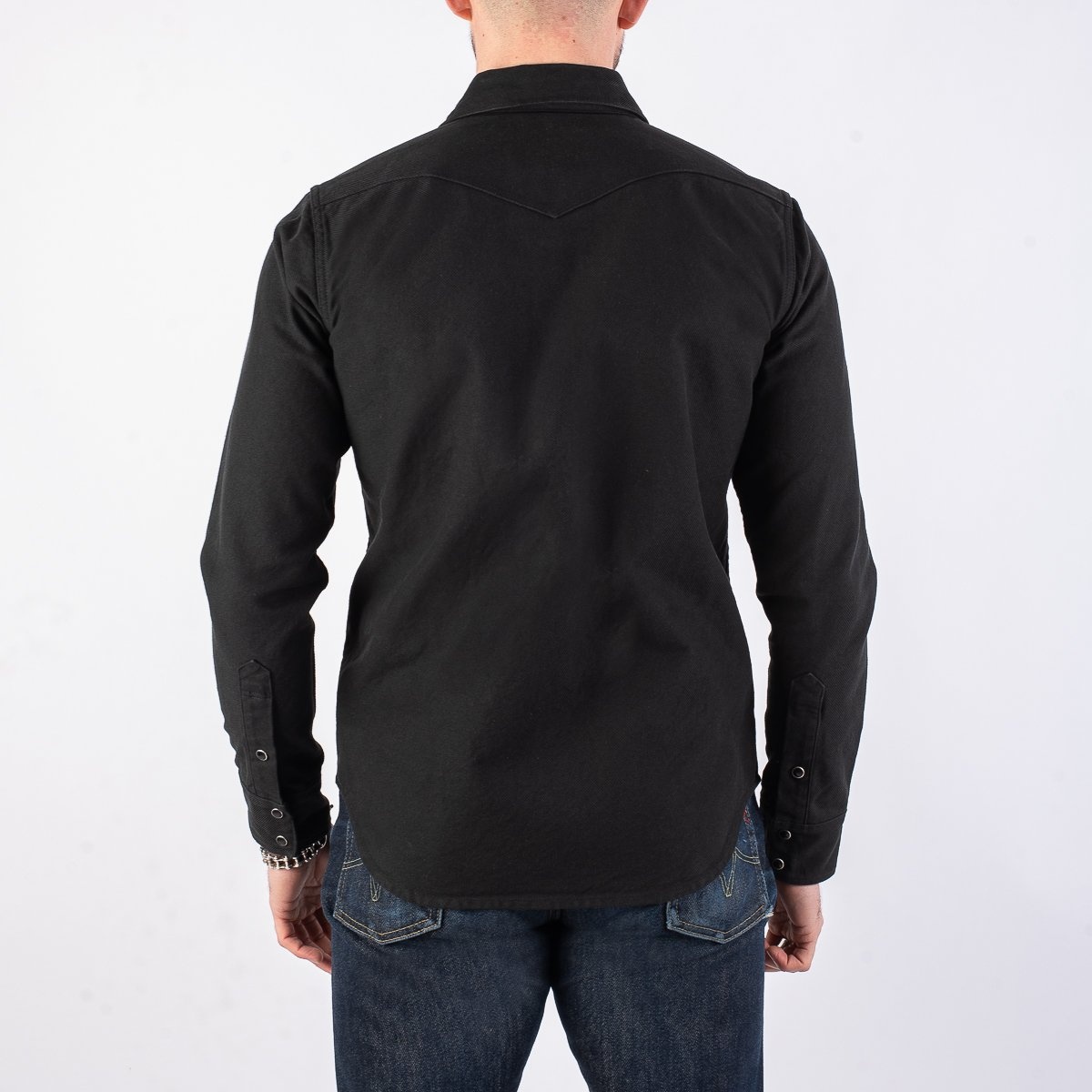 IHSH-235-BLK 13oz Military Serge Western Shirt - Black - 3