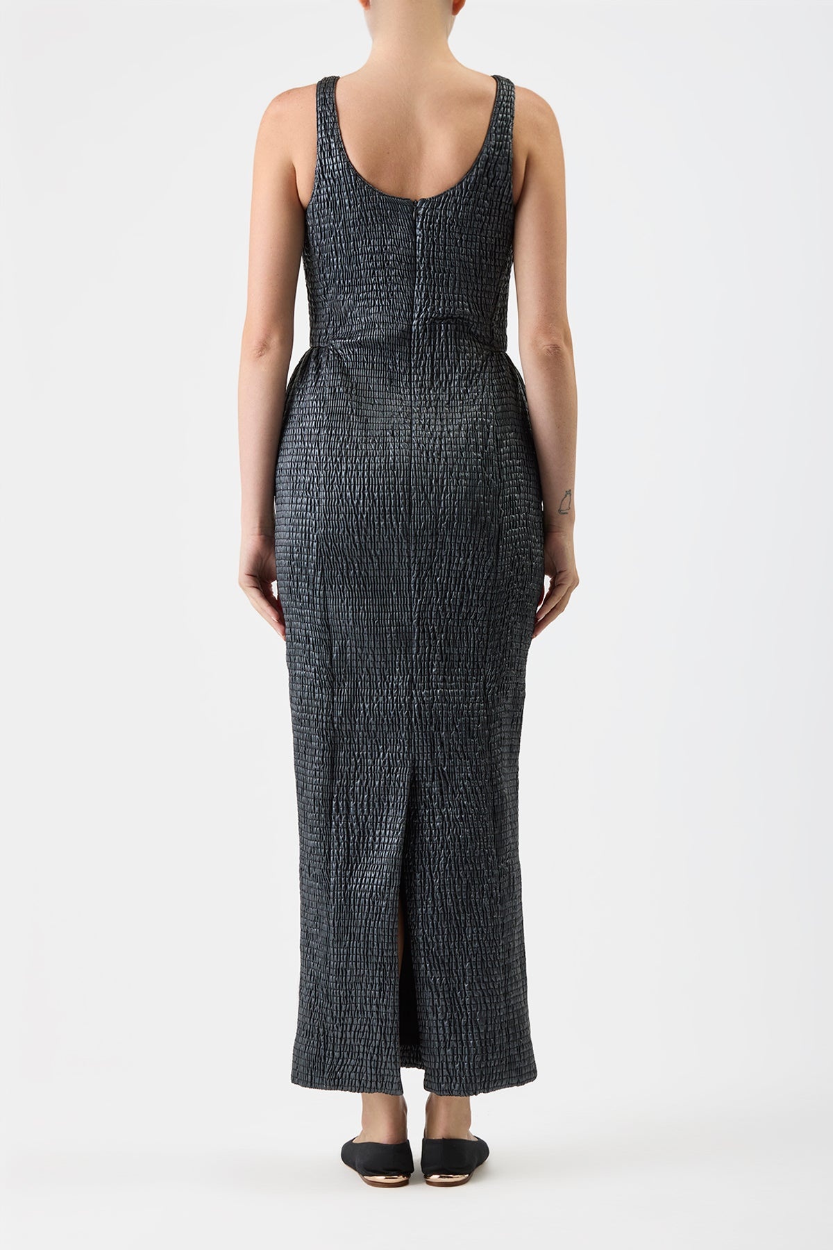 Girard Dress in Shirred Leather - 4