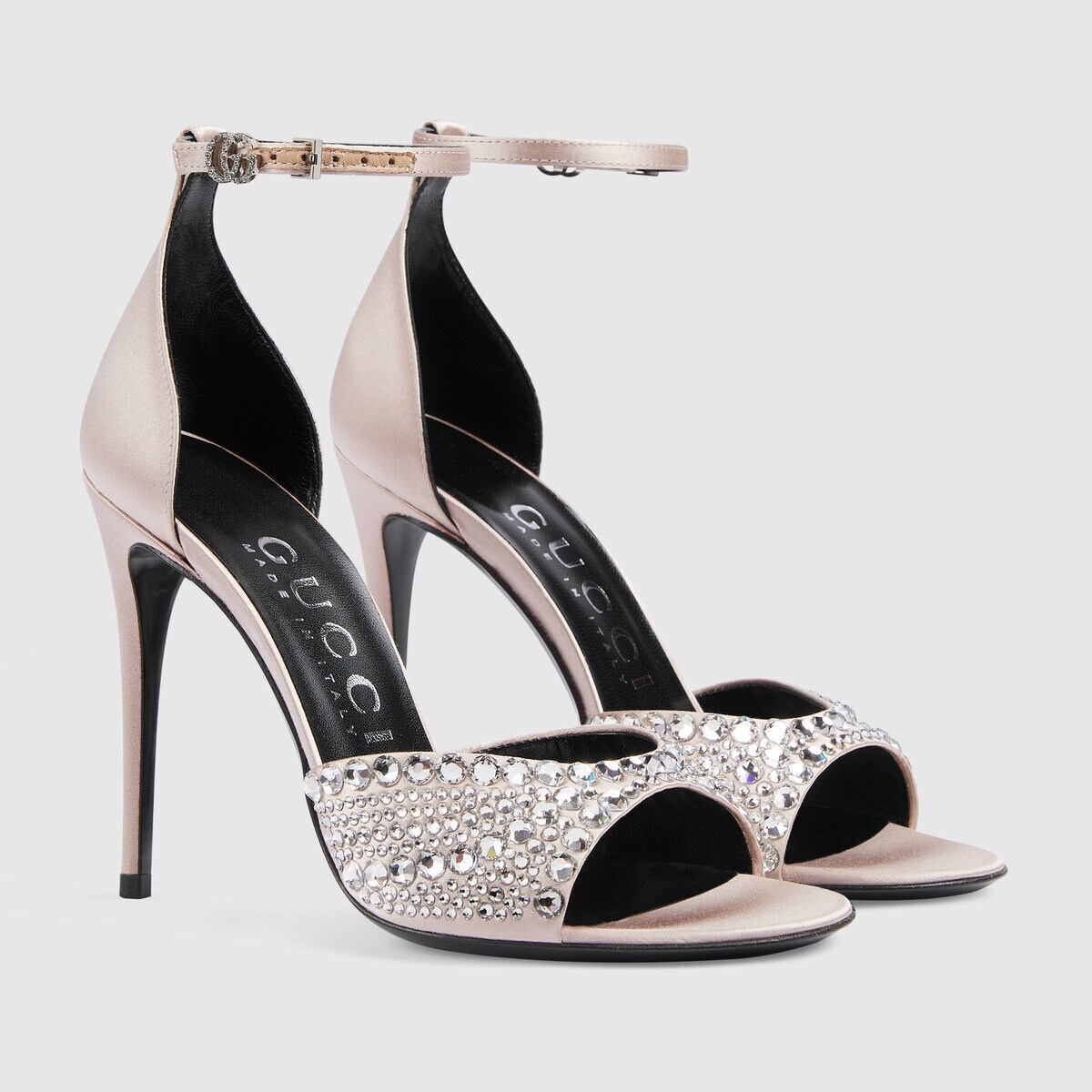 Women's high heel sandals with crystals - 2