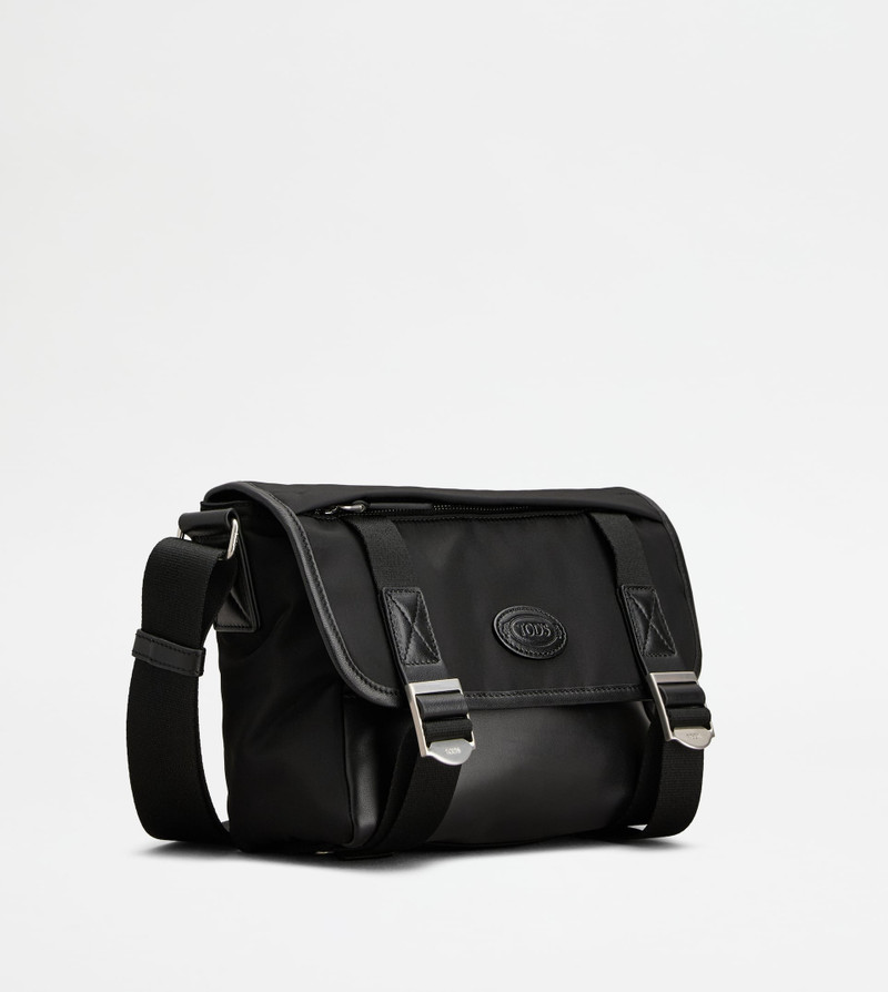 Tod's MESSENGER BAG IN FABRIC AND LEATHER MINI - BLACK outlook