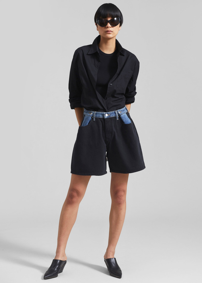 Hayla Contrast Denim Shorts - Black/Blue 4