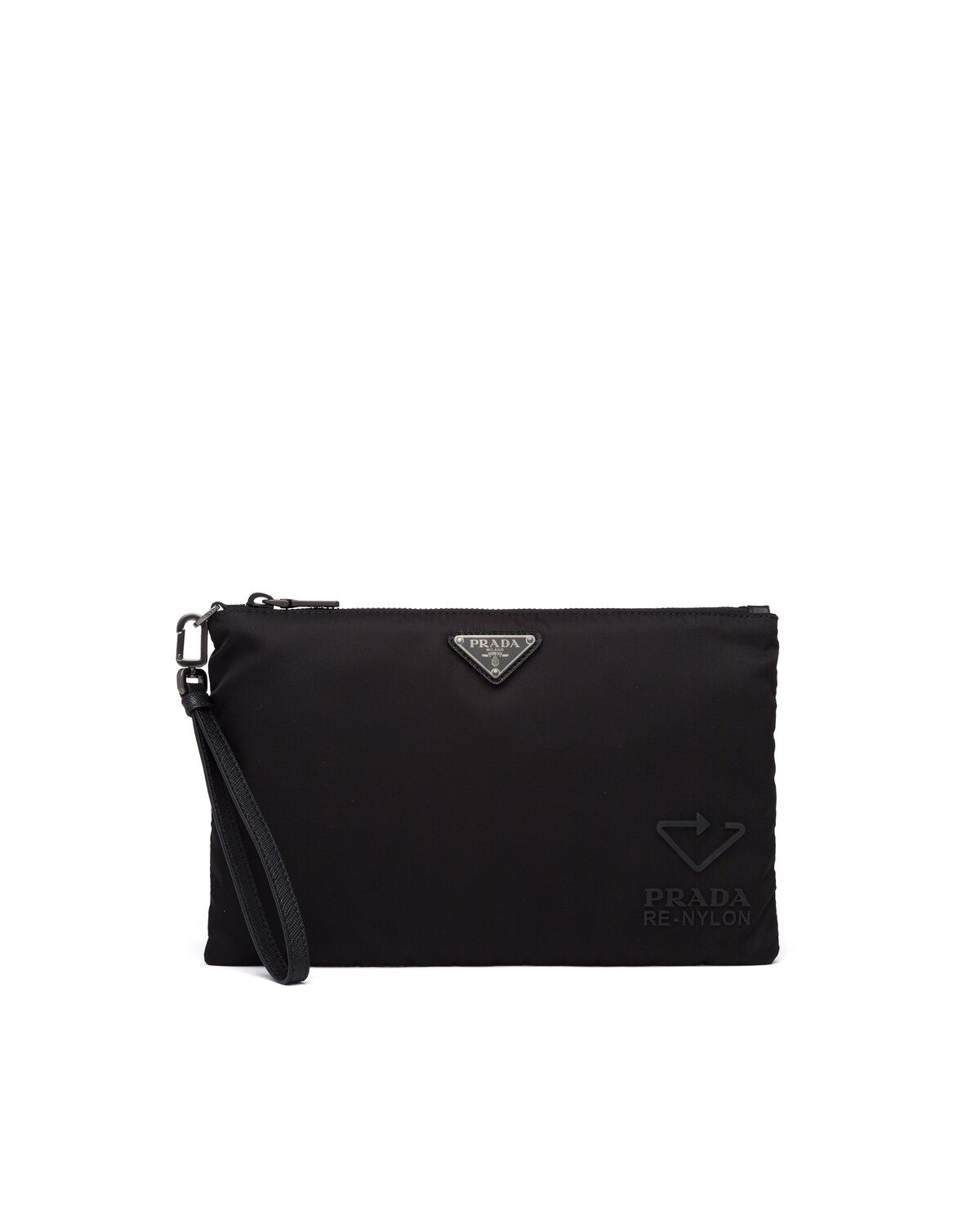 Re-Nylon and Saffiano leather pouch - 1