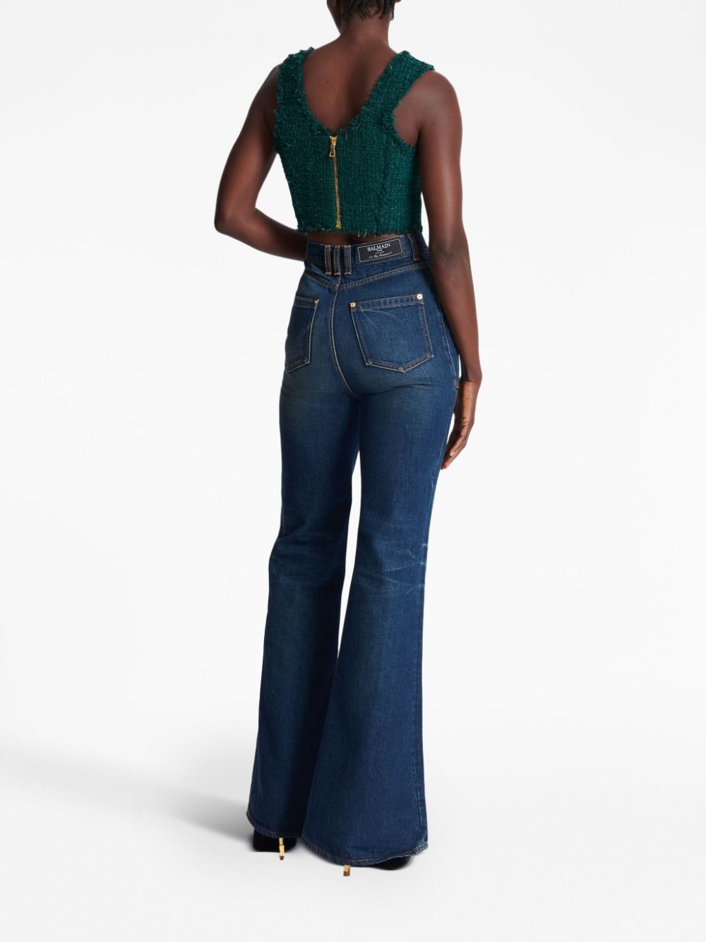 6-Buttons tweed cropped top - 4