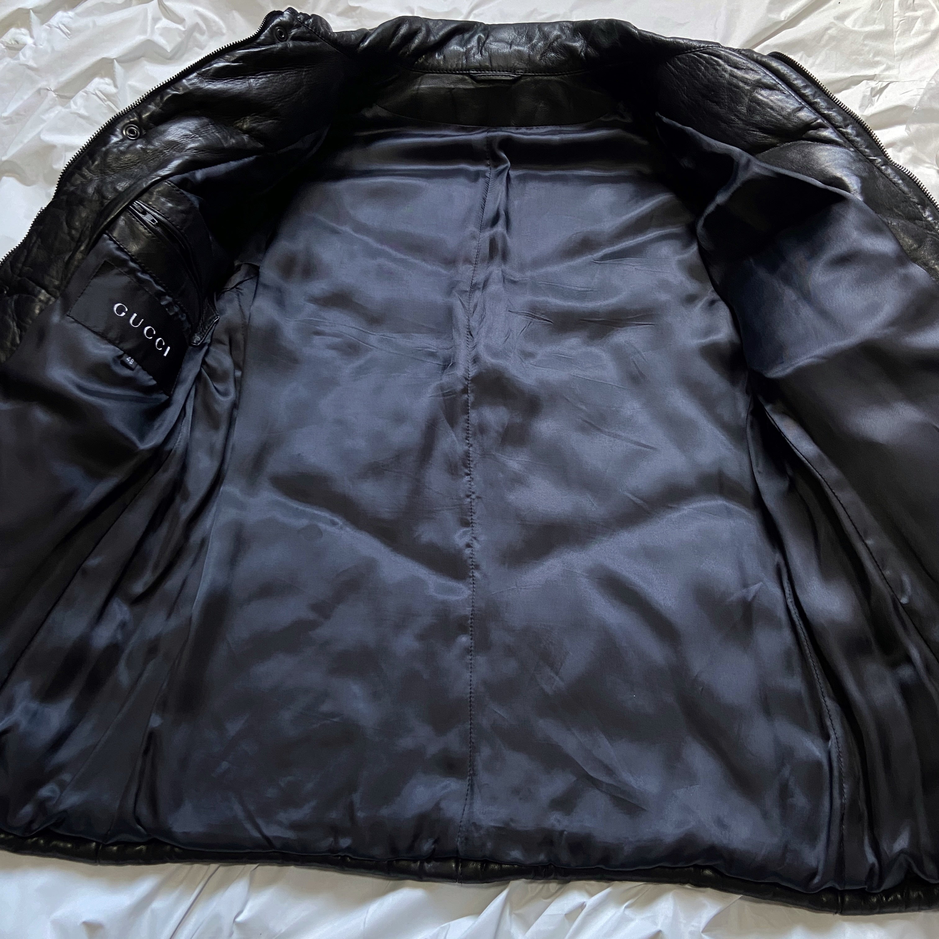 Gucci Fall 1998 Tom Ford Lambskin Leather Quilted Down Puffer Jacket 48 - 14