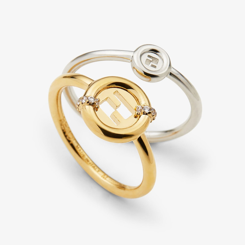 FENDI EverRound Fendi Ring Set of gold and silver-colored rings with crystals outlook