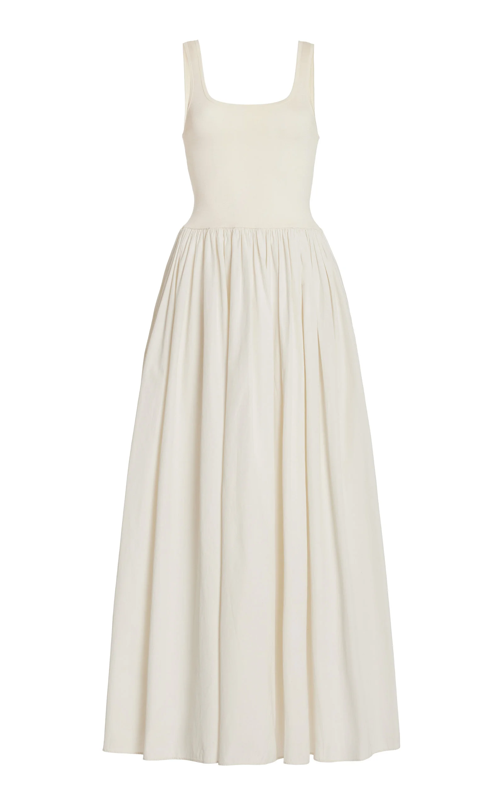 Ribbed-Knit and Cotton Maxi Dress white - 1