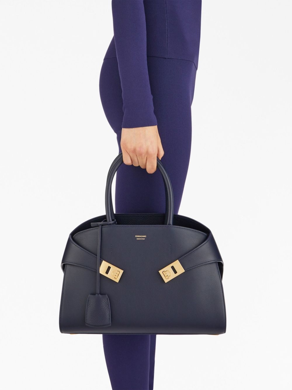 Hug leather tote bag - 3