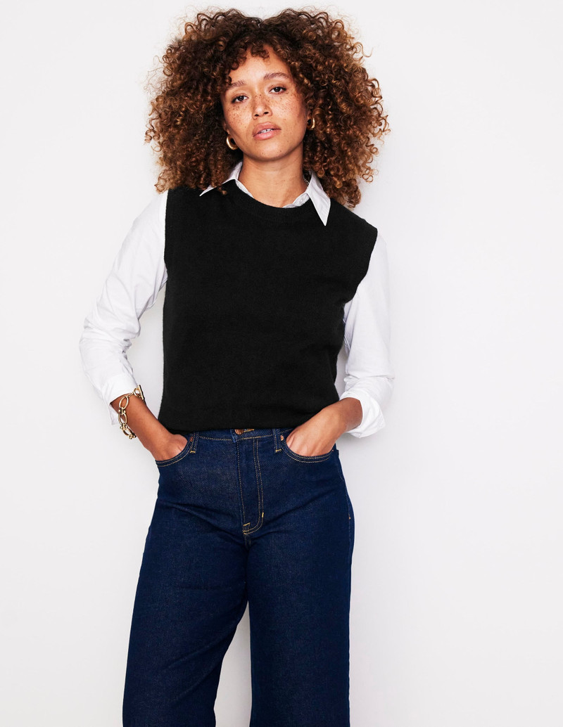 Eva Cashmere Vest-Black - 1