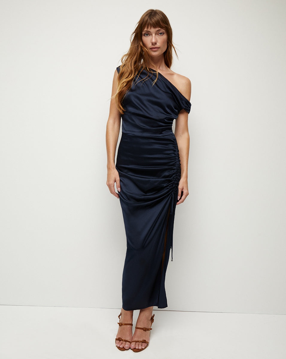 KADIE STRETCH-SILK CHARMEUSE DRESS - 3