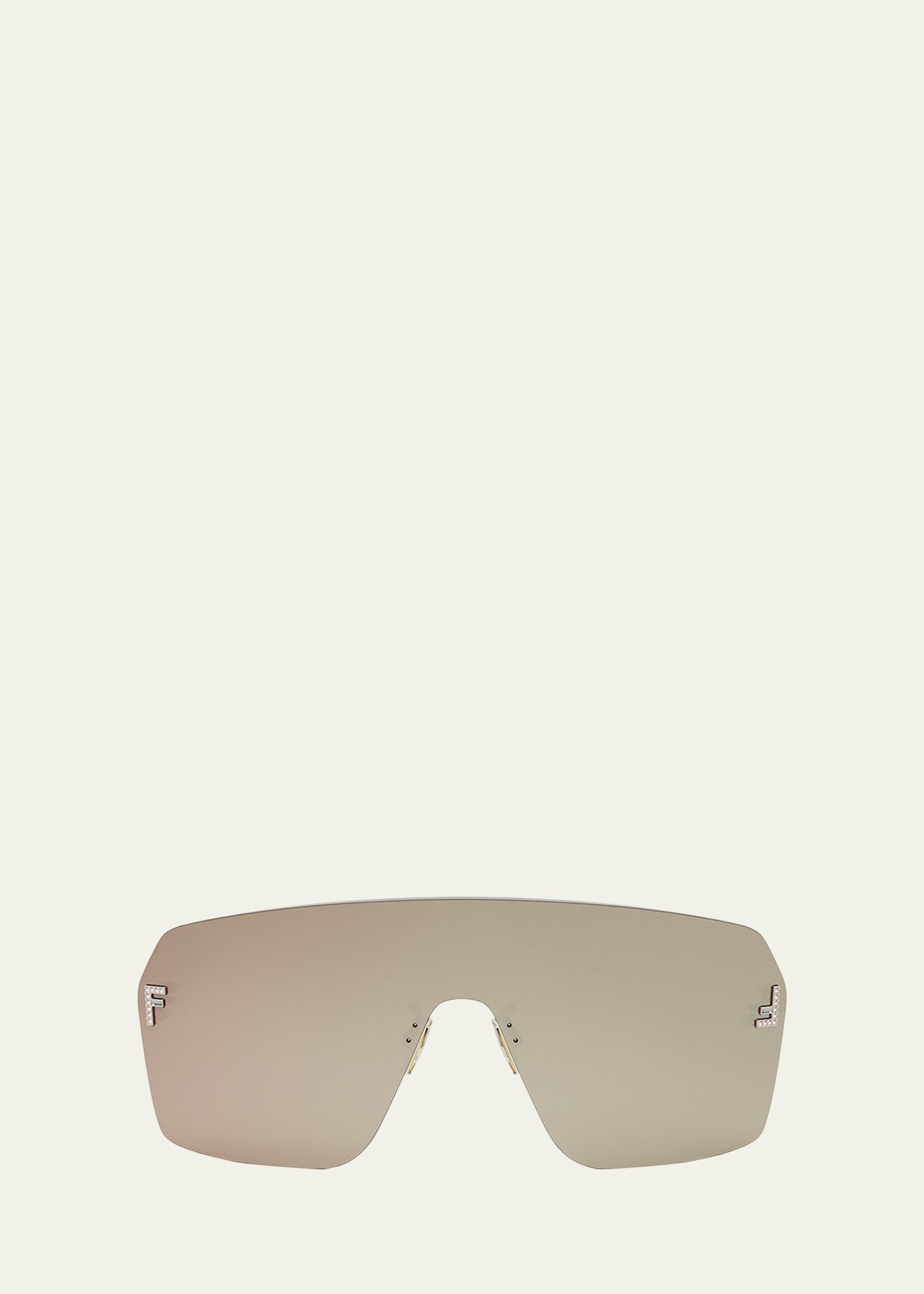 Embellished Rimless Shield Sunglasses - 1