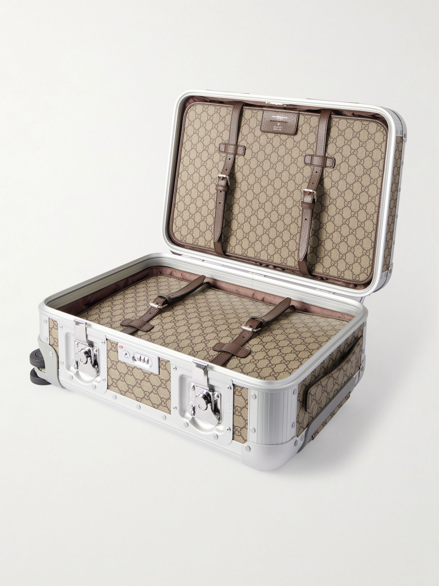 + FPM Milano 53cm Monogrammed Coated-Canvas and Aluminium Suitcase Silver - 5