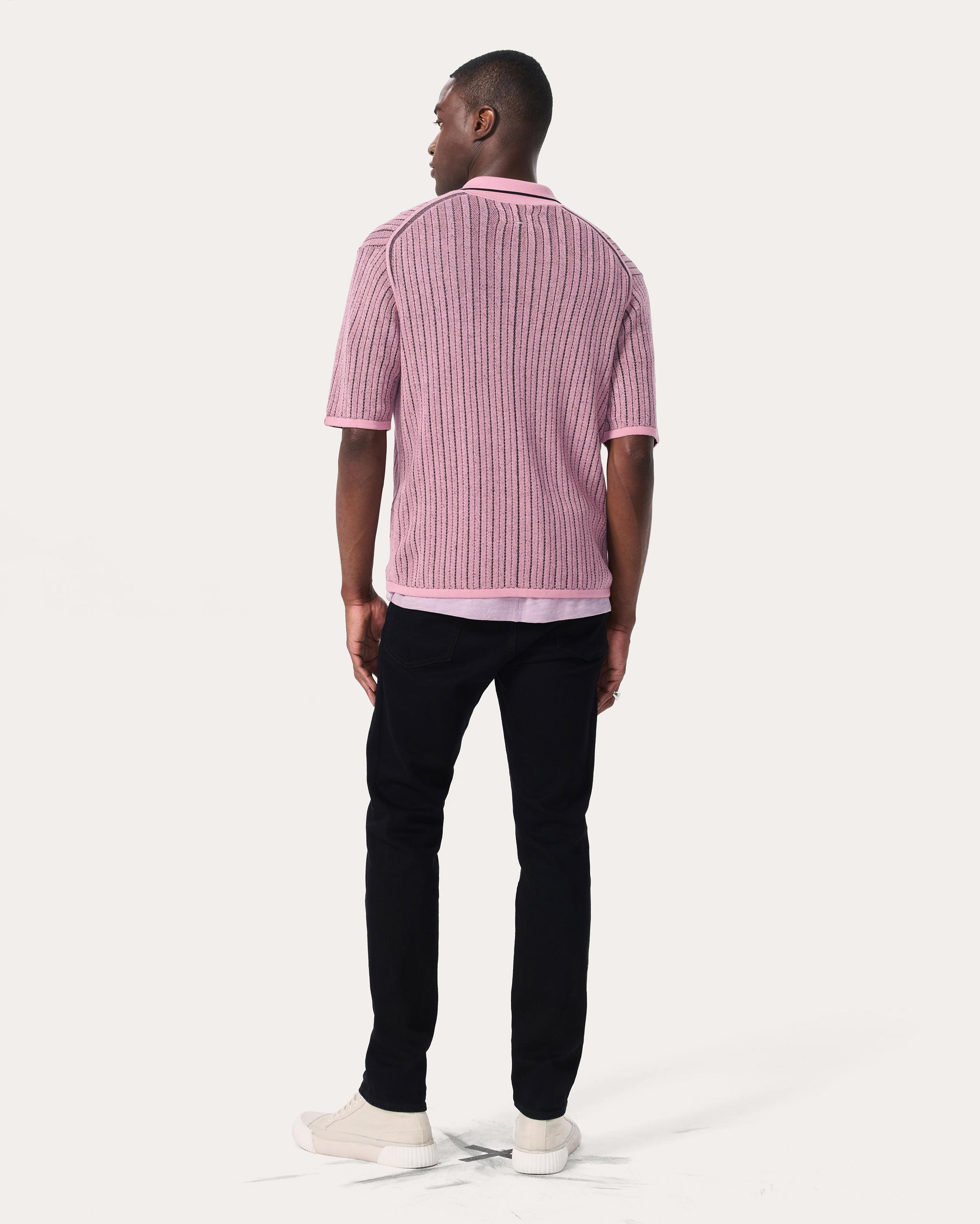 Harvey Striped Knit Polo Shirt - 6