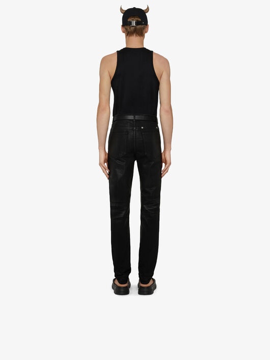 SLIM FIT JEANS IN SHINY POLISHED DENIM - 4