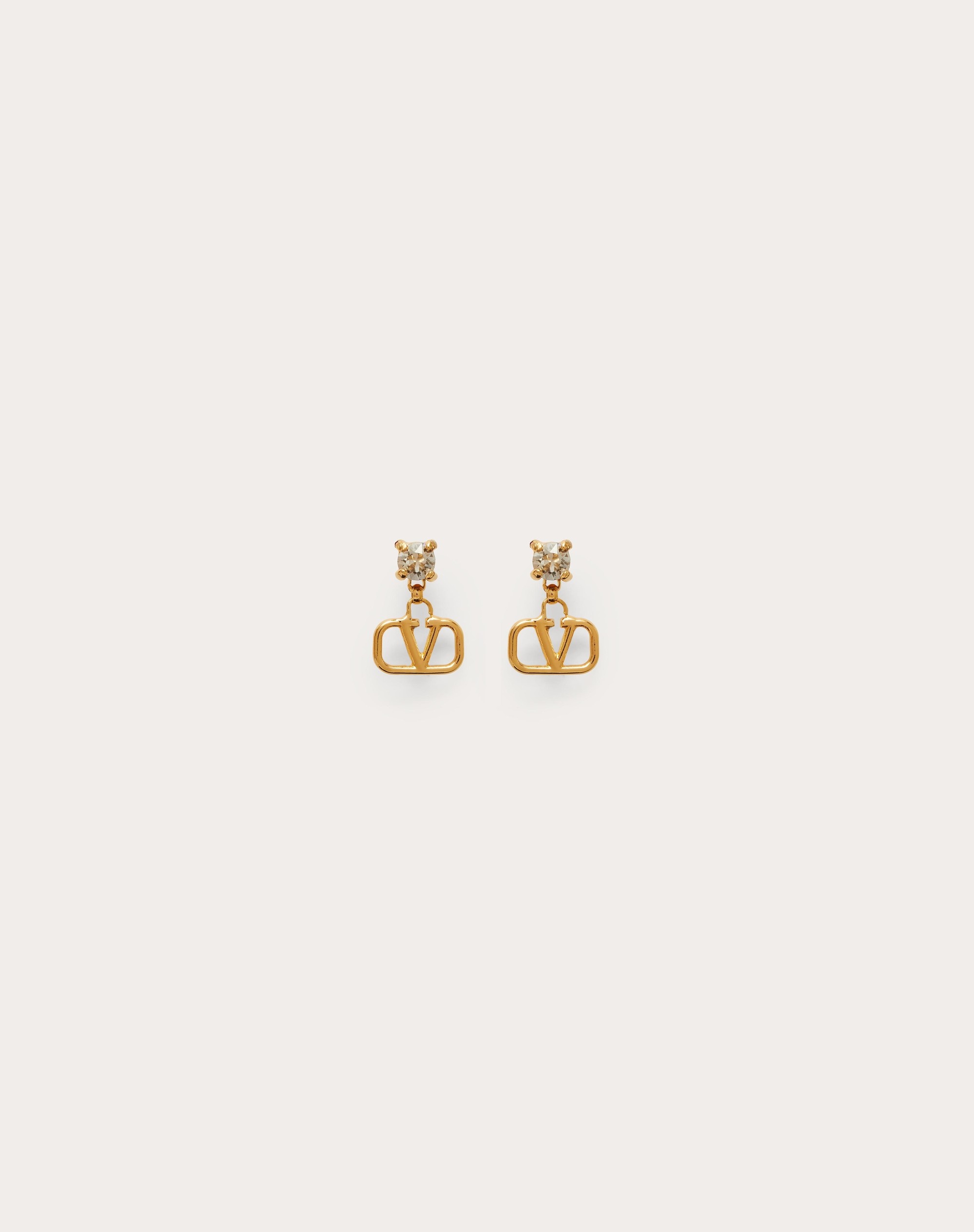 Valentino VLOGO SIGNATURE EARRINGS IN METAL AND SWAROVSKI