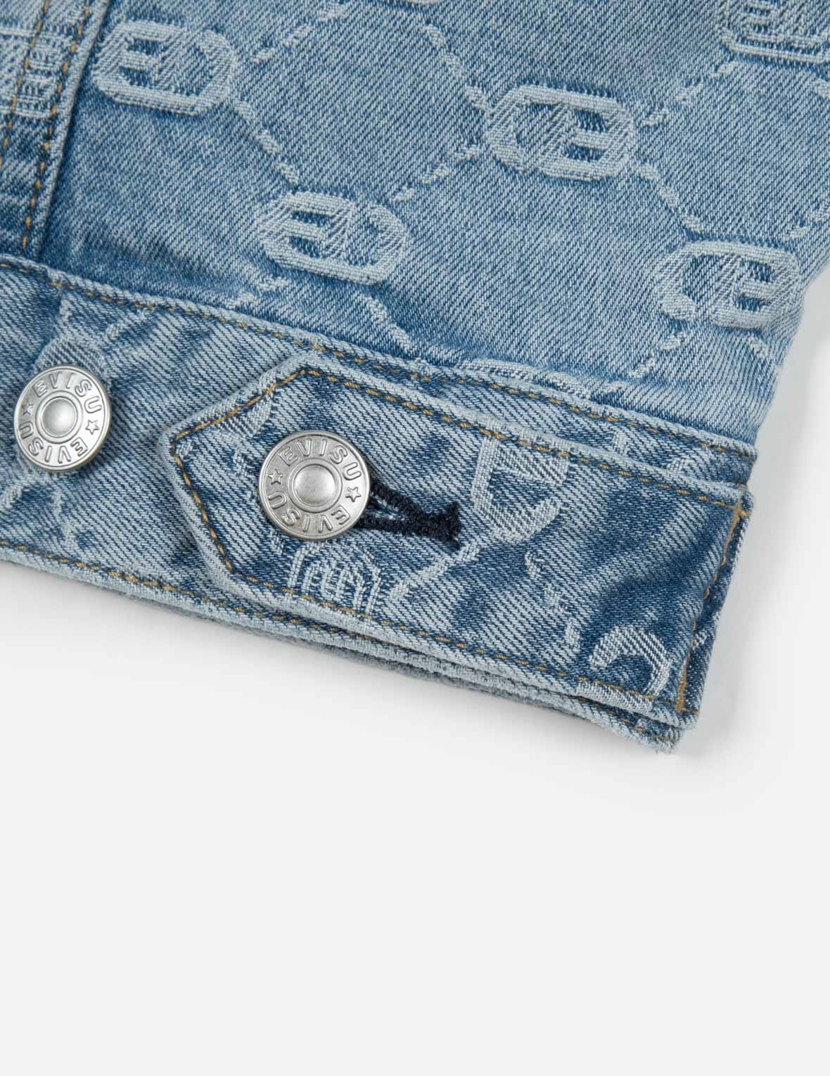 ALLOVER LOGO AND SEAGULL EMBROIDERY LOOSE FIT DENIM JACKET - 12