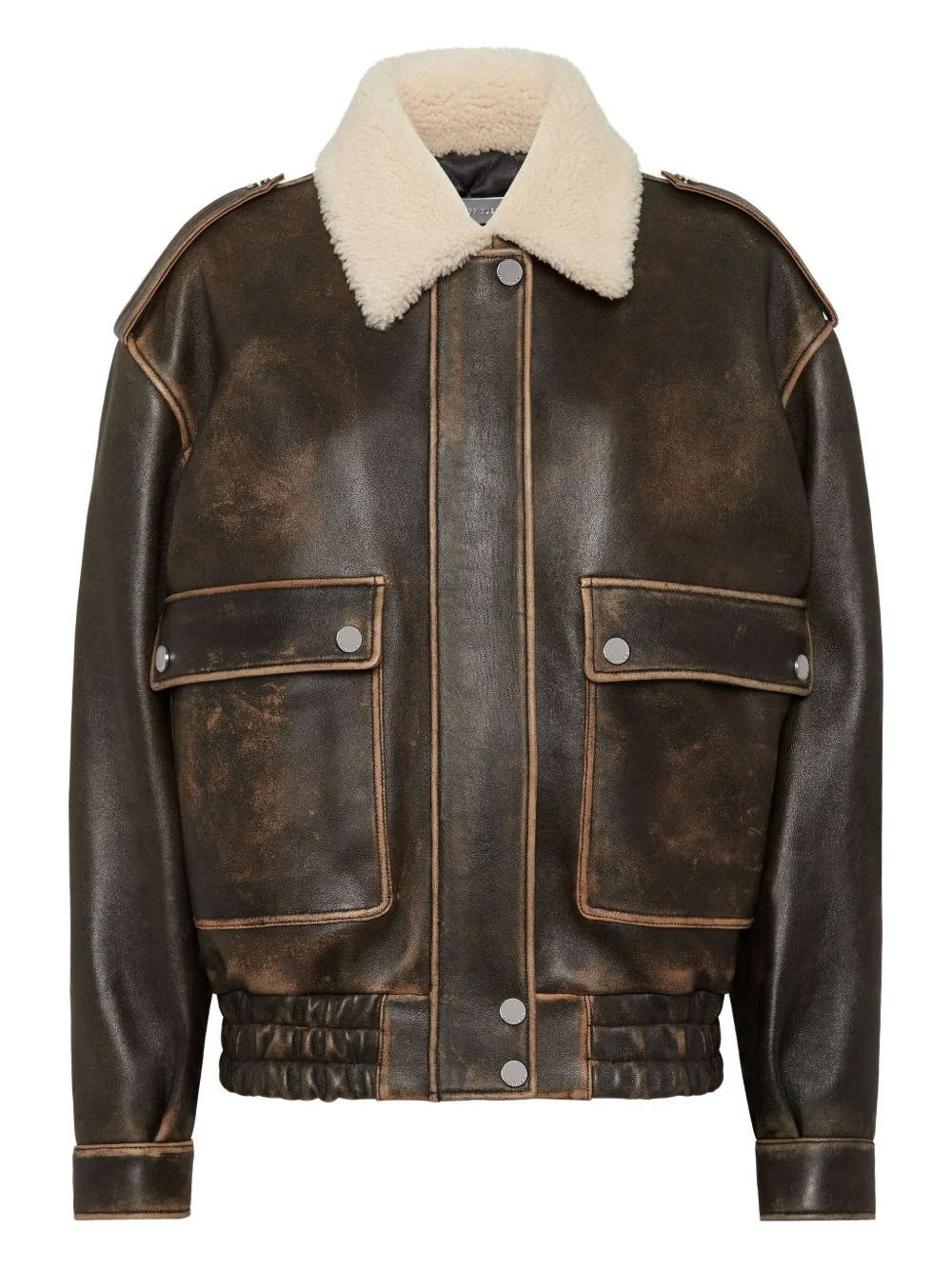 leather aviator bomber jacket - 1