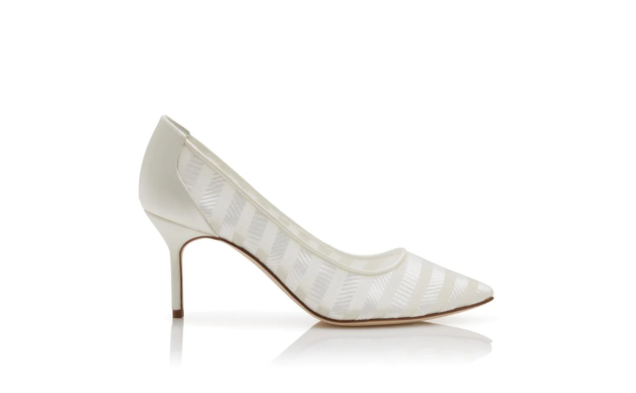 Cream Organza Pumps - 1