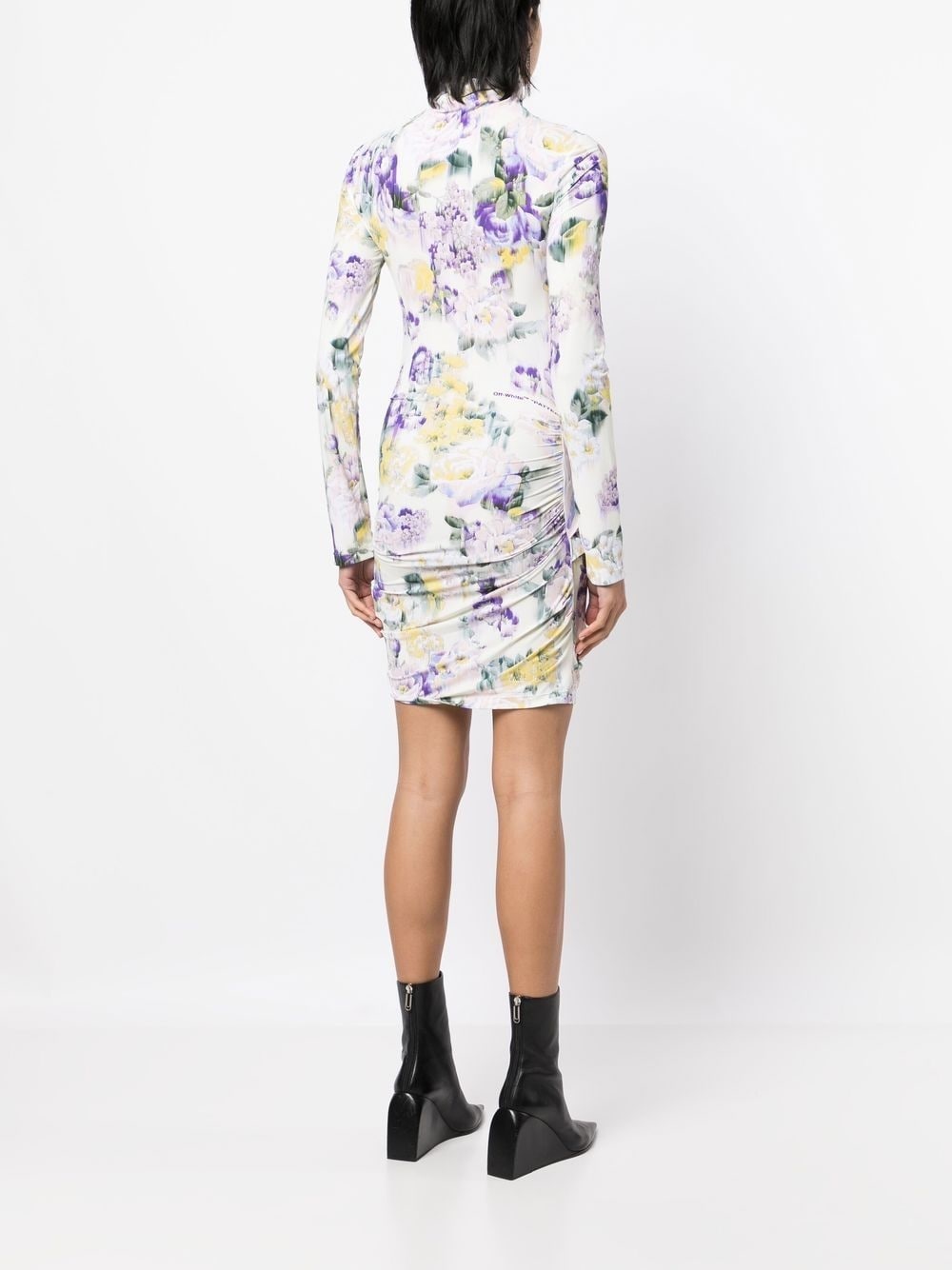 floral-print draped dress - 4