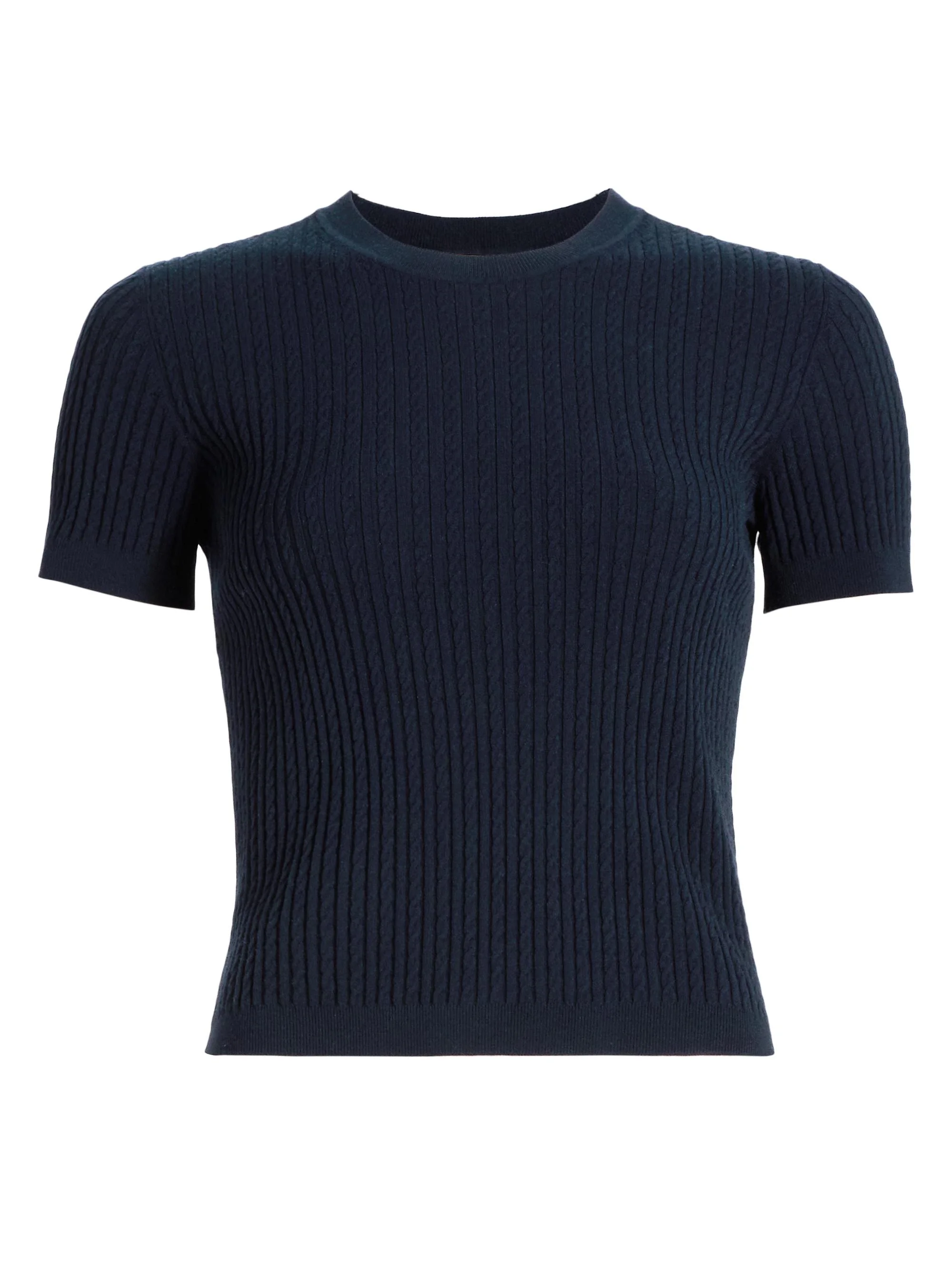 Women's Fine Knit Short-Sleeve Top - Navy - 1