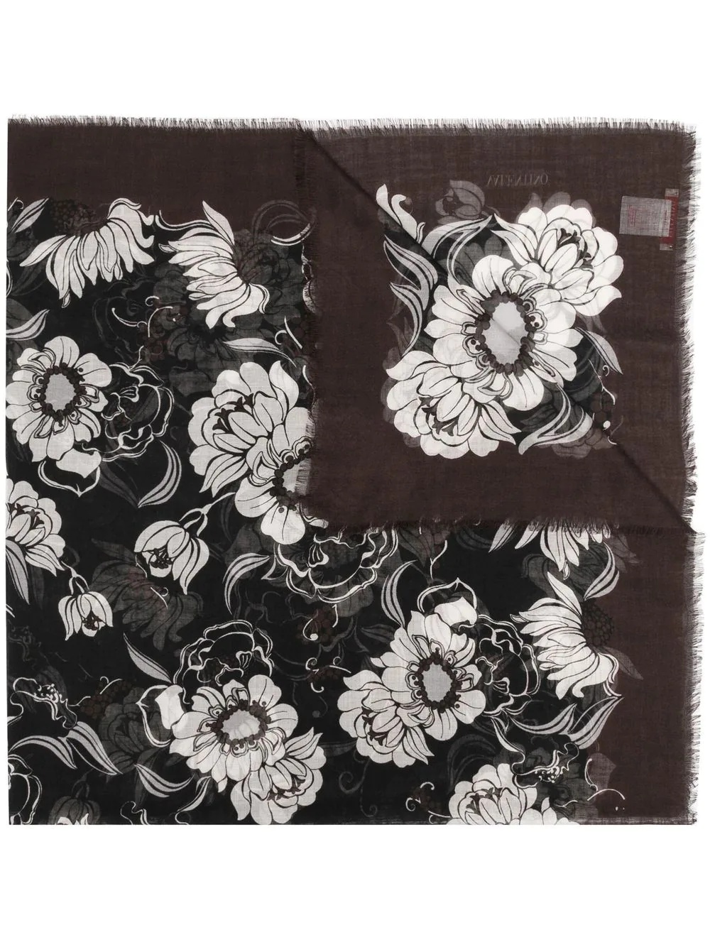 floral-print cashmere scarf - 1