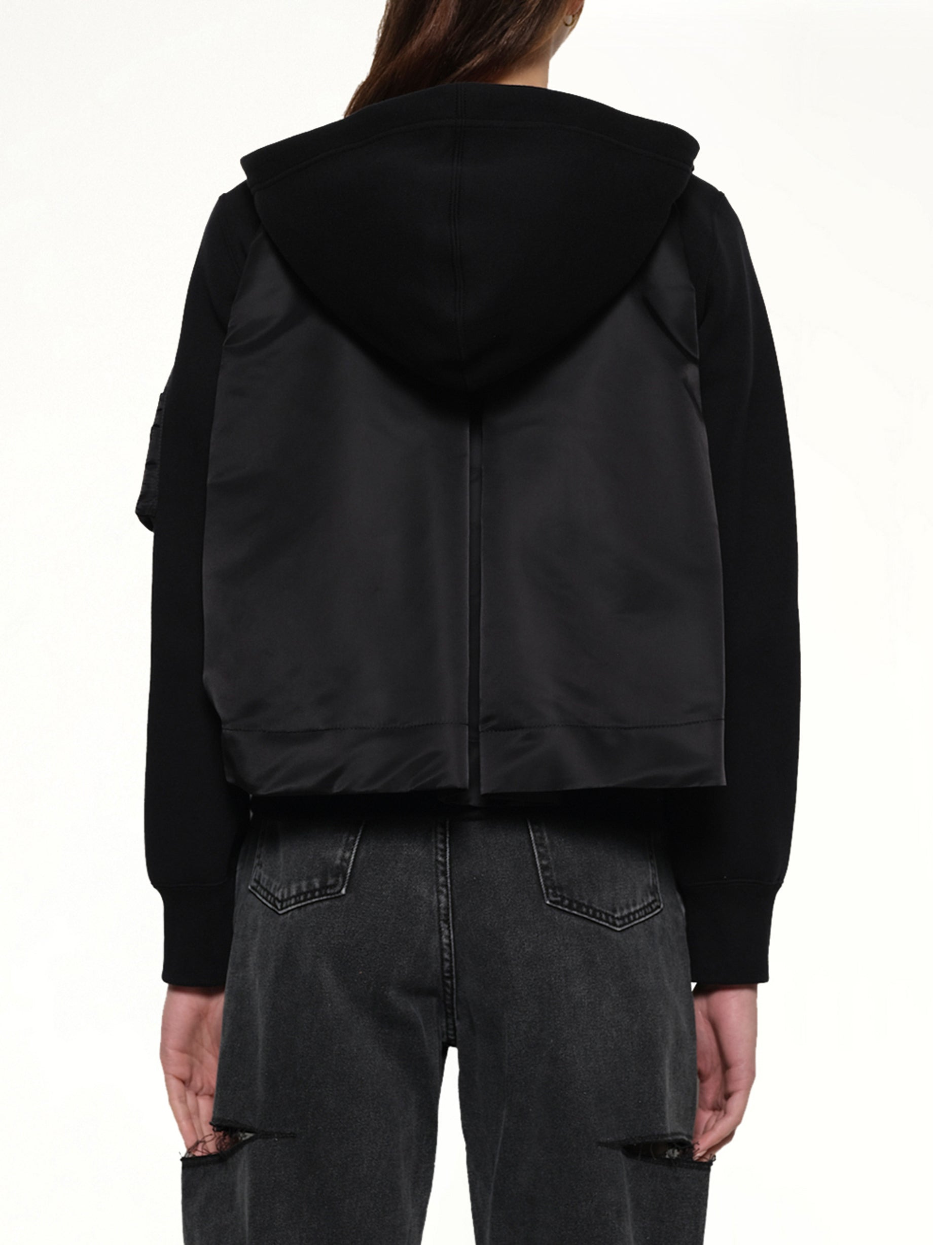 Sponge Sweat x Nylon Twill Hoodie in Black - 5