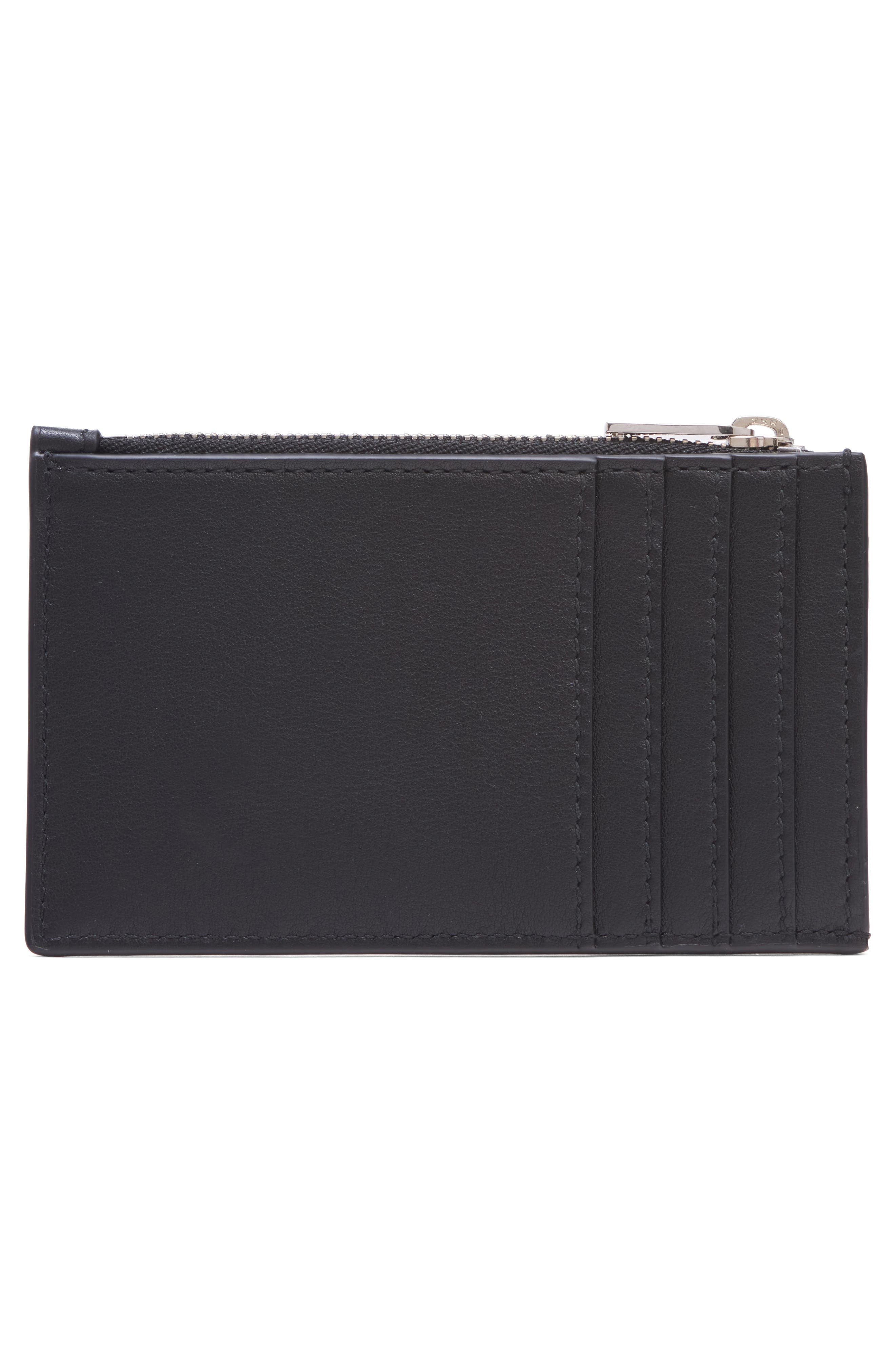 McQueen Logo Leather Zip Card Case in Black/Bone/Silver at Nordstrom - 4