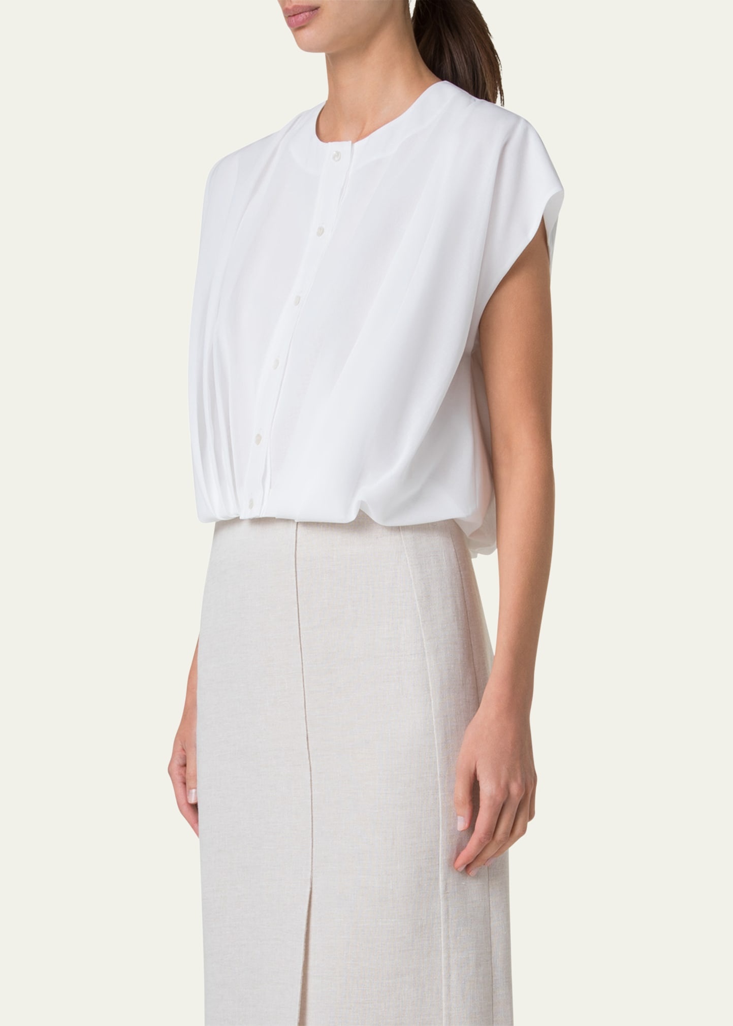 Sleeveless Cotton Voile Bubble Blouse - 4