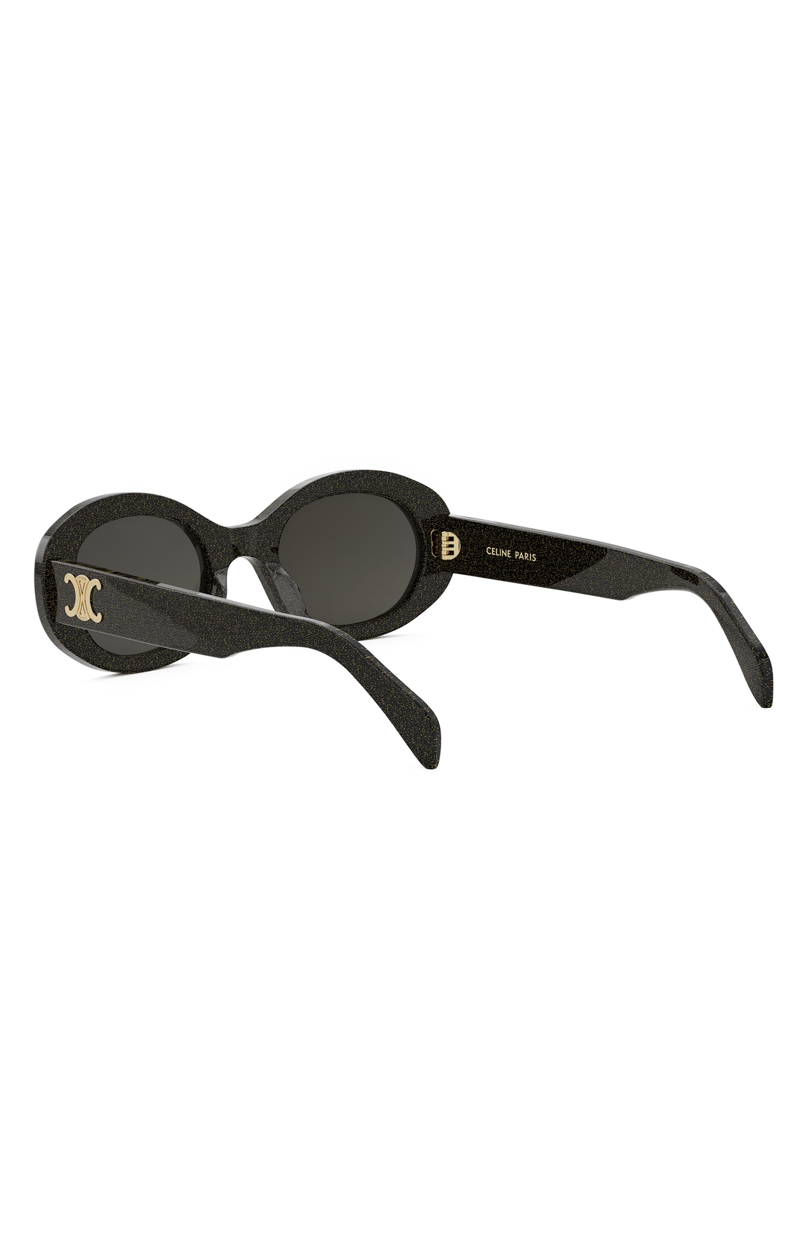 CELINE Triomphe 52mm Oval Sunglasses in Black/Crystal /Smoke at Nordstrom - 7