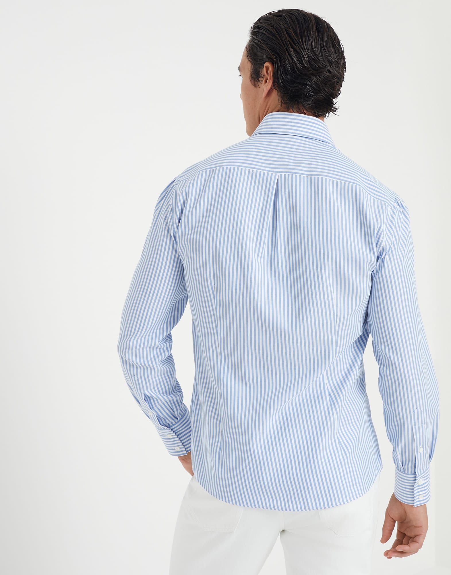 Striped slim fit shirt with spread collar - 2
