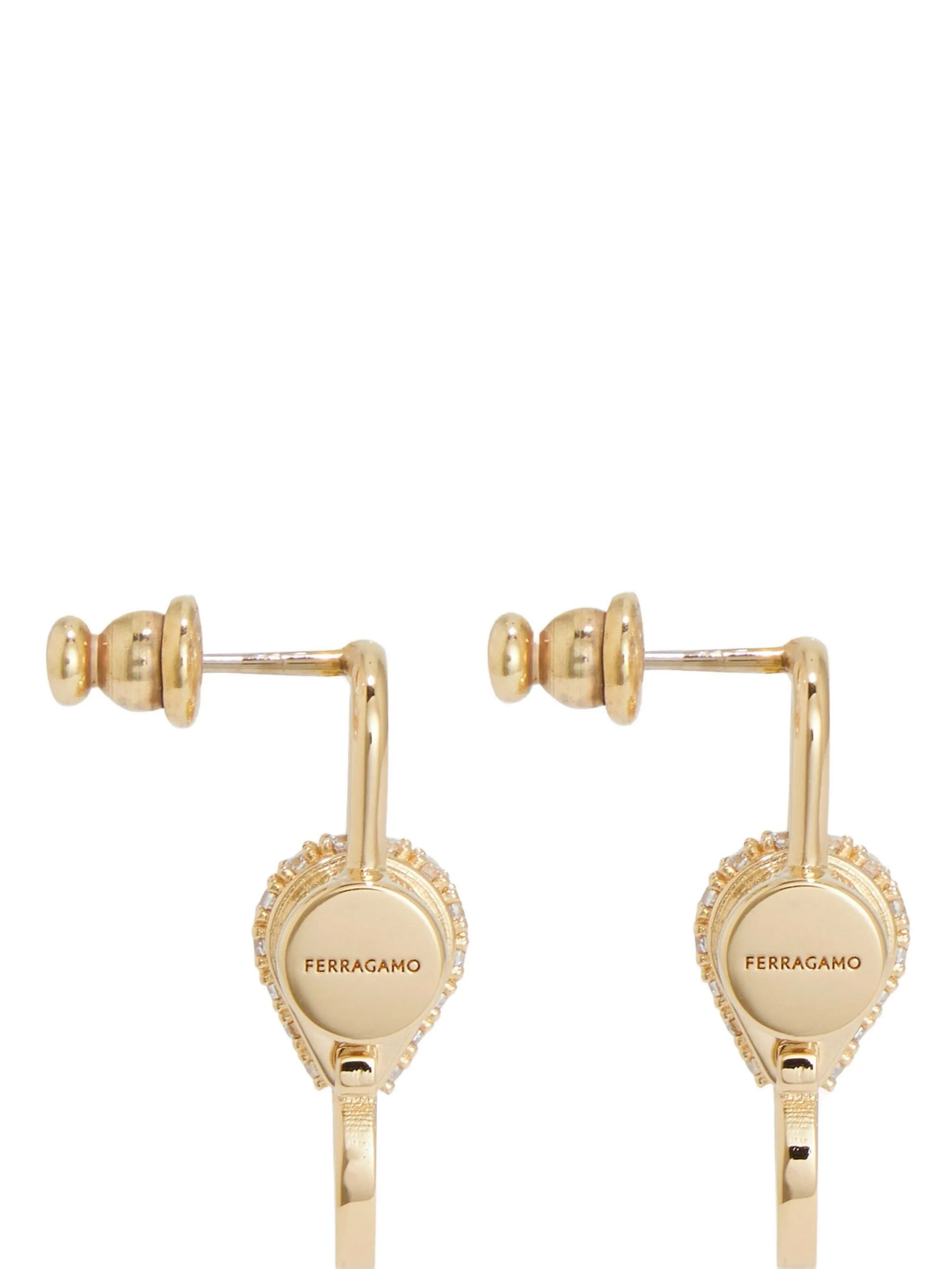 Ferragamo Crystal Embellished Padlock Earrings - 2